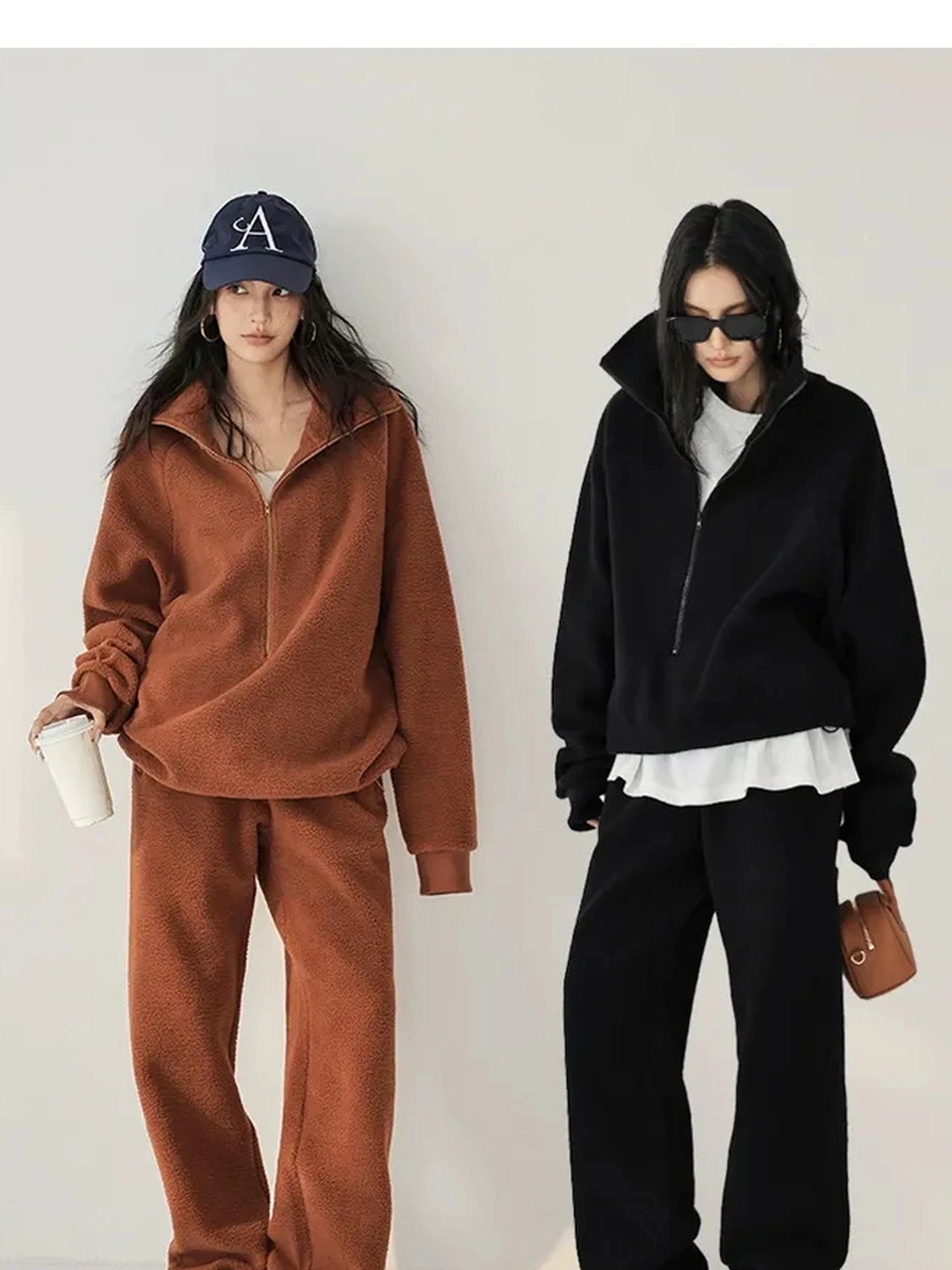 FU FRESH UP Thermal Fleece Zip Up Hoodie Set