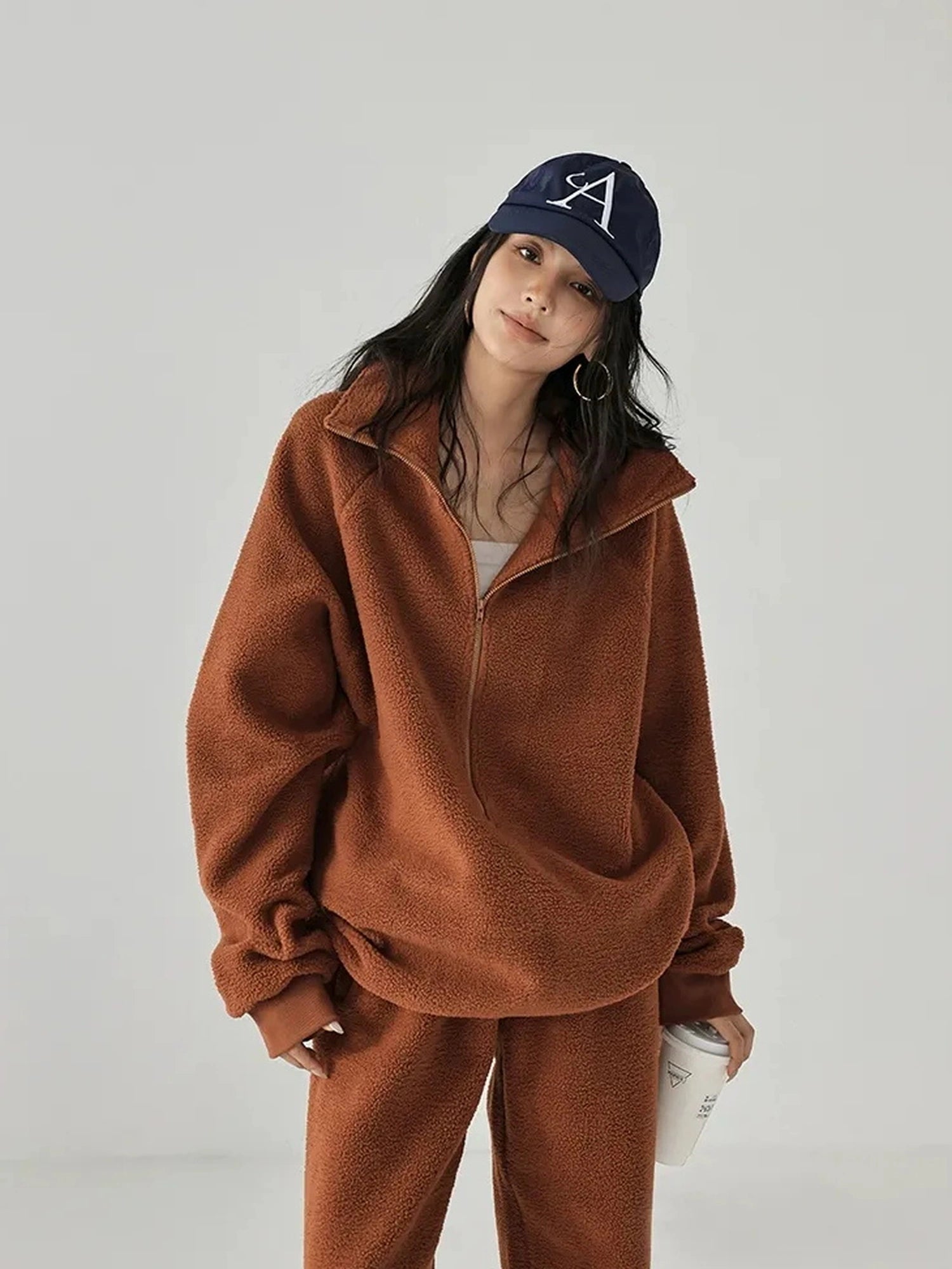 FU FRESH UP Thermal Fleece Zip Up Hoodie Set