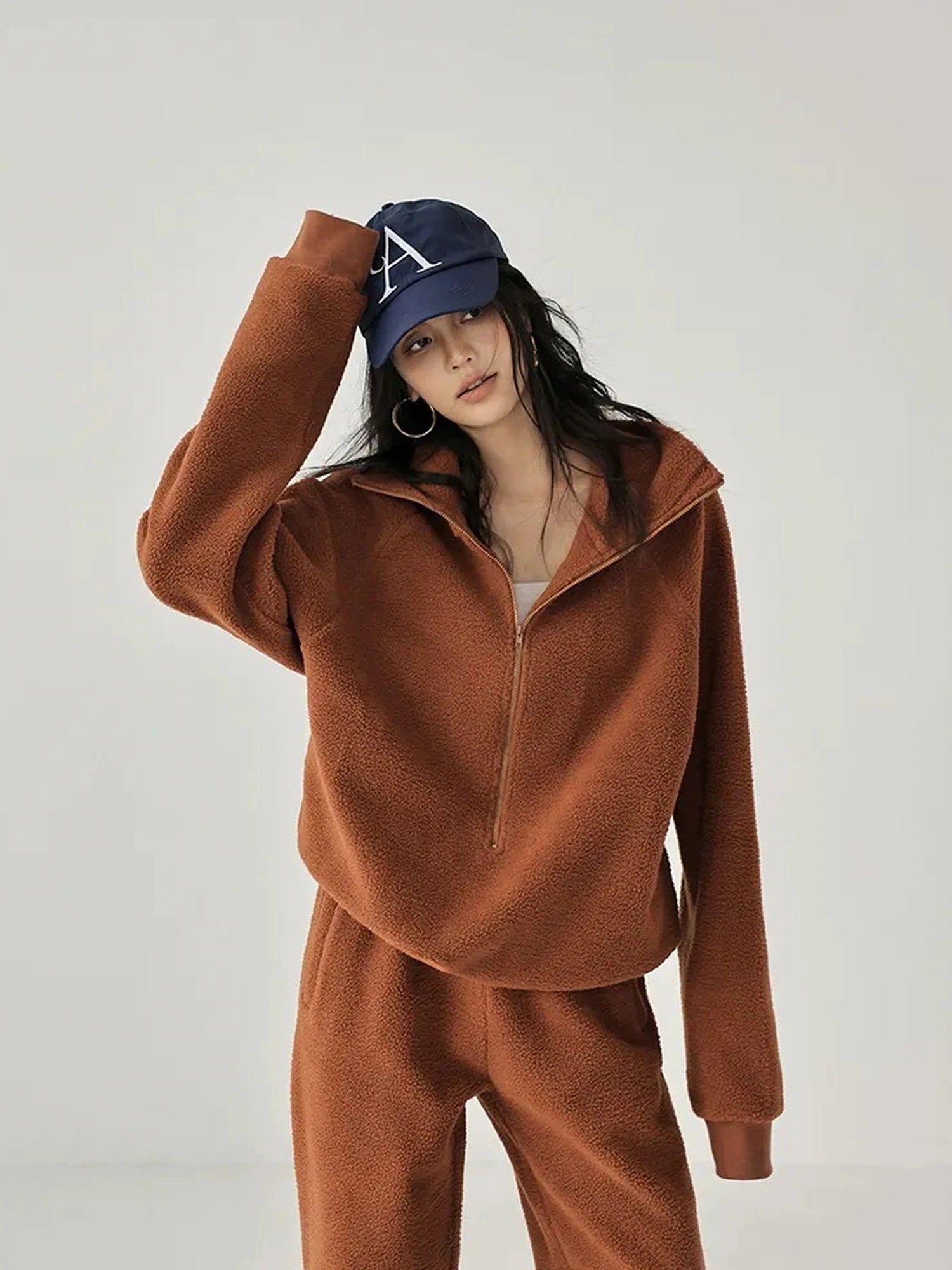 FU FRESH UP Thermal Fleece Zip Up Hoodie Set