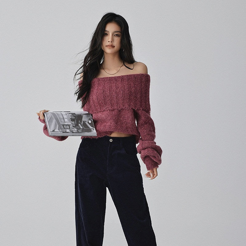 FU_FRESH_UP_Turn_Down_Collar_Off_Shoulder_Knit_Women&
