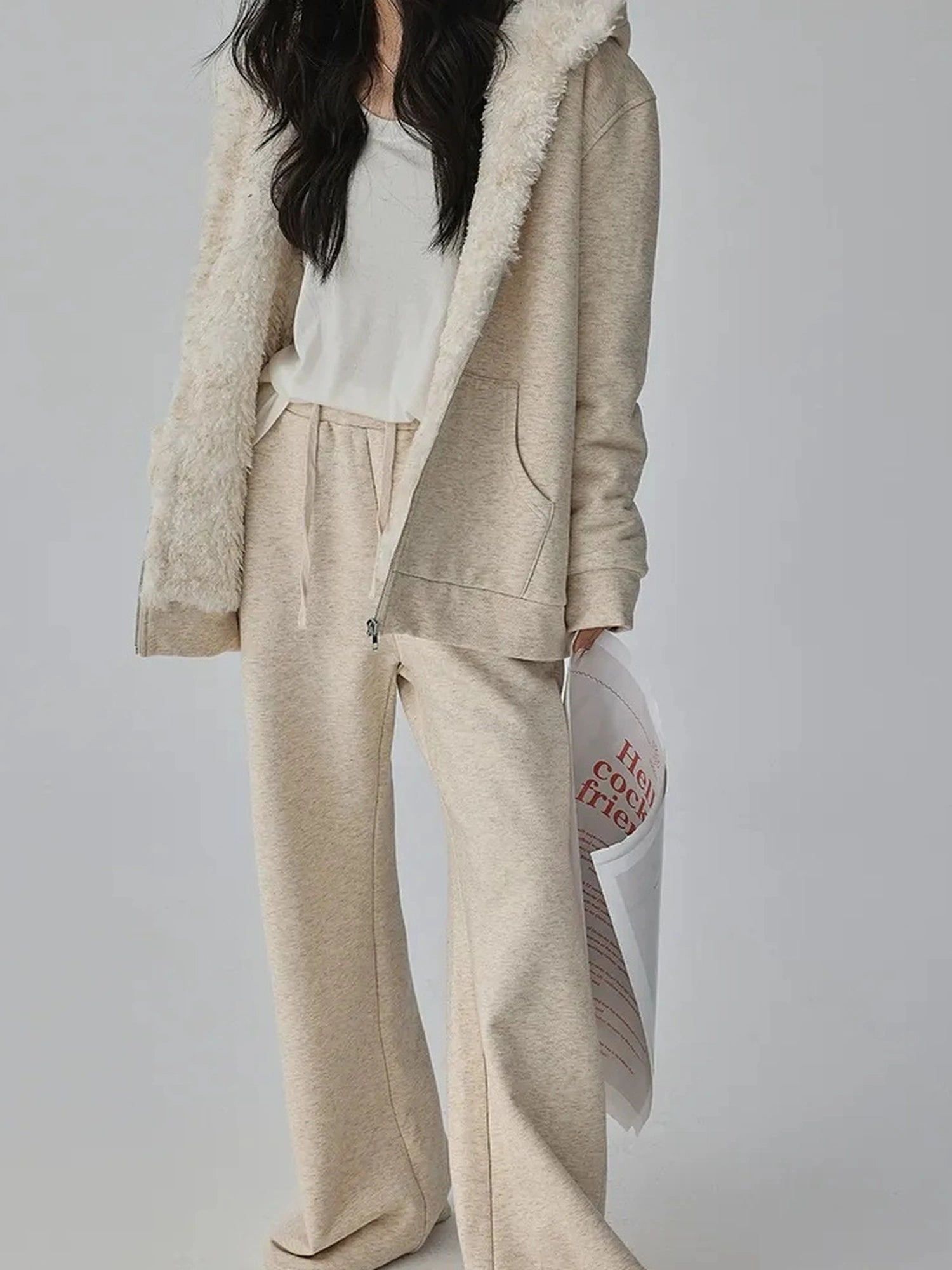 FU FRESH UP Two Way Plush Fleece Hoodie And Jogger Set