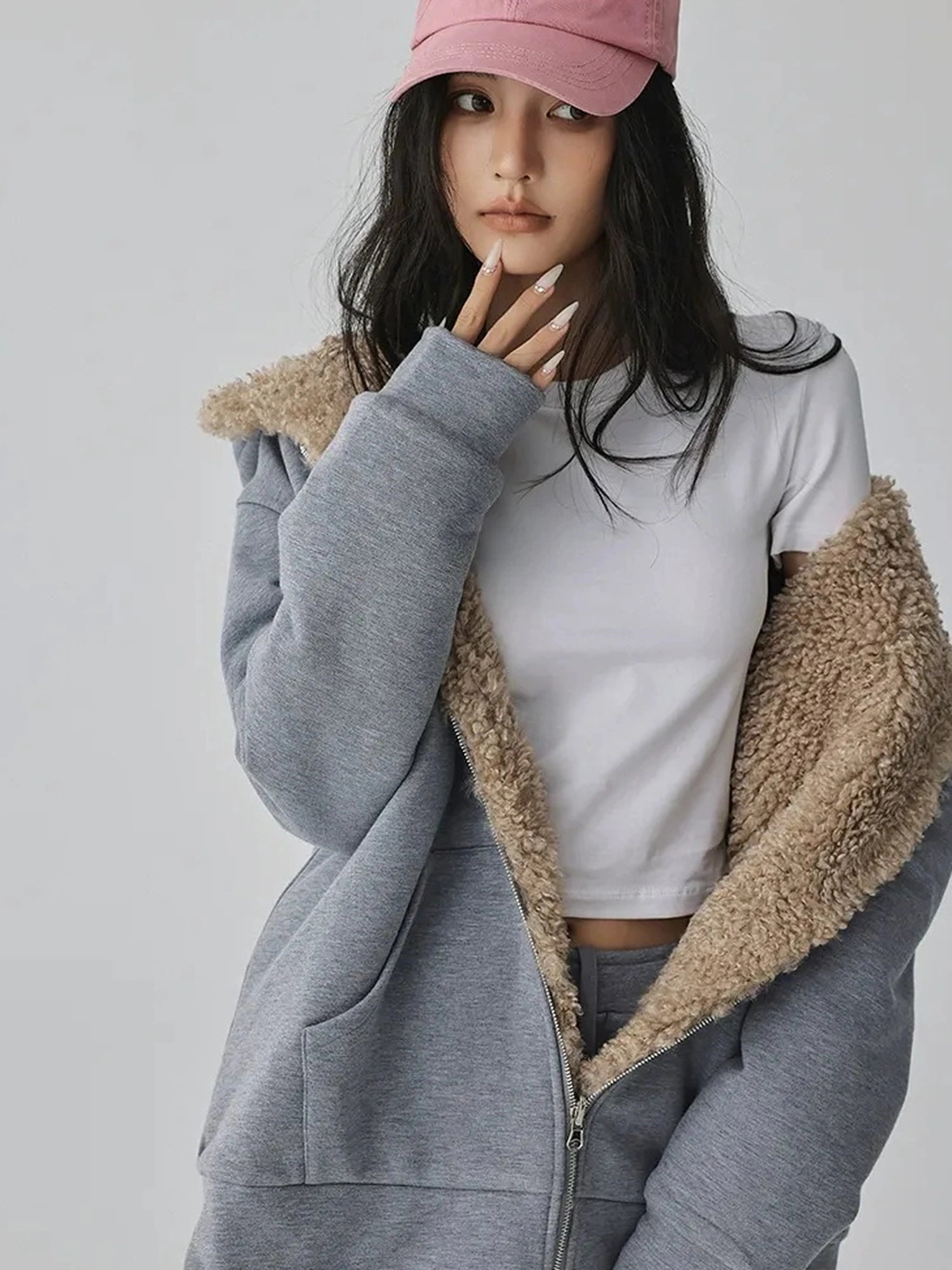 FU FRESH UP Two Way Plush Fleece Hoodie And Jogger Set