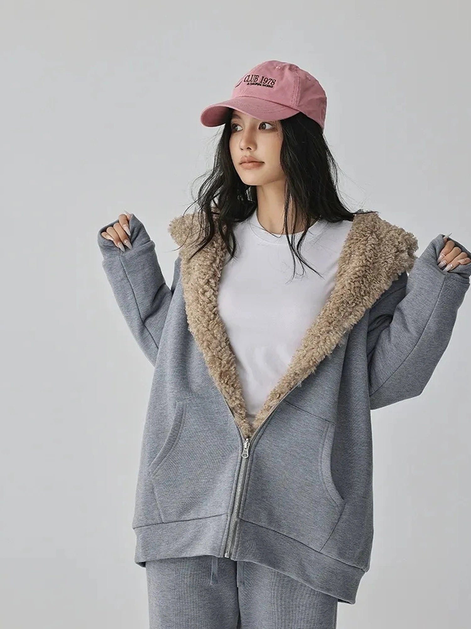 FU FRESH UP Two Way Plush Fleece Hoodie And Jogger Set