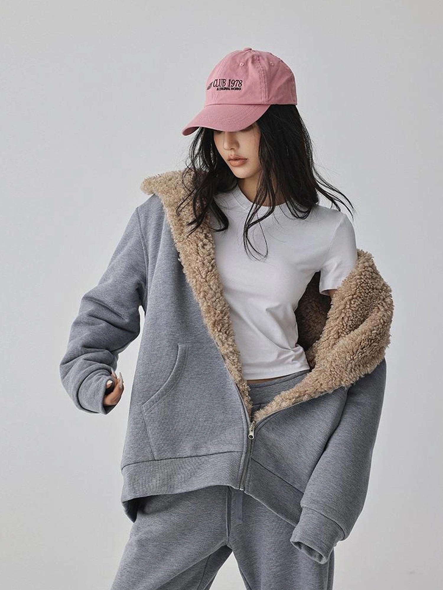 FU FRESH UP Two Way Plush Fleece Hoodie And Jogger Set