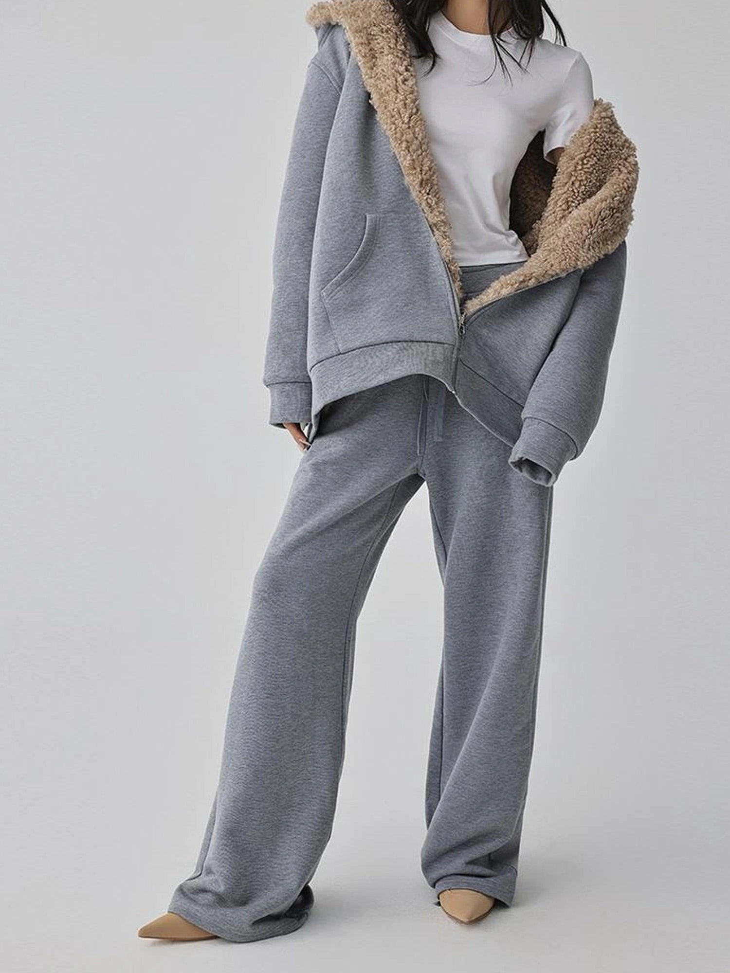 FU FRESH UP Two Way Plush Fleece Hoodie And Jogger Set