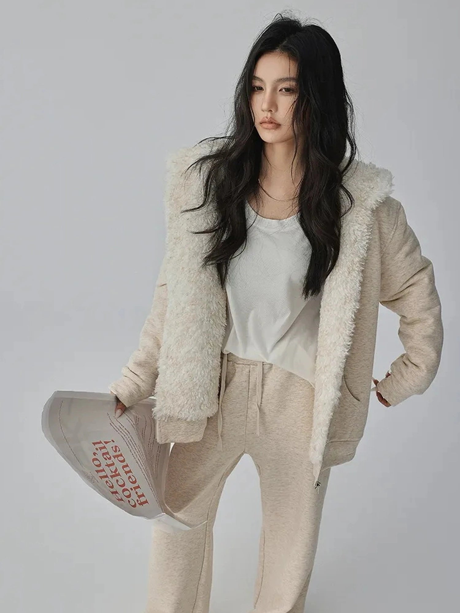FU FRESH UP Two Way Plush Fleece Hoodie And Jogger Set