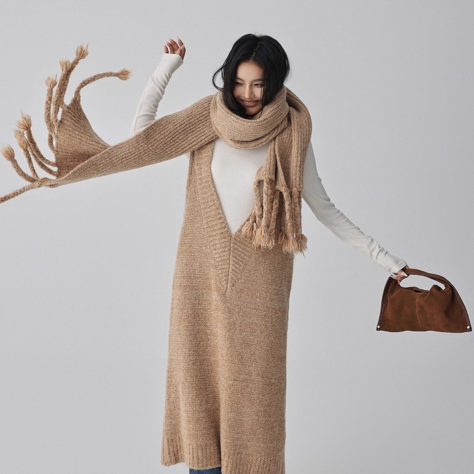 FU_FRESH_UP_V-neck_Alpaca_Wool_Vest_Fringed_Shawl_Set_MISSTT