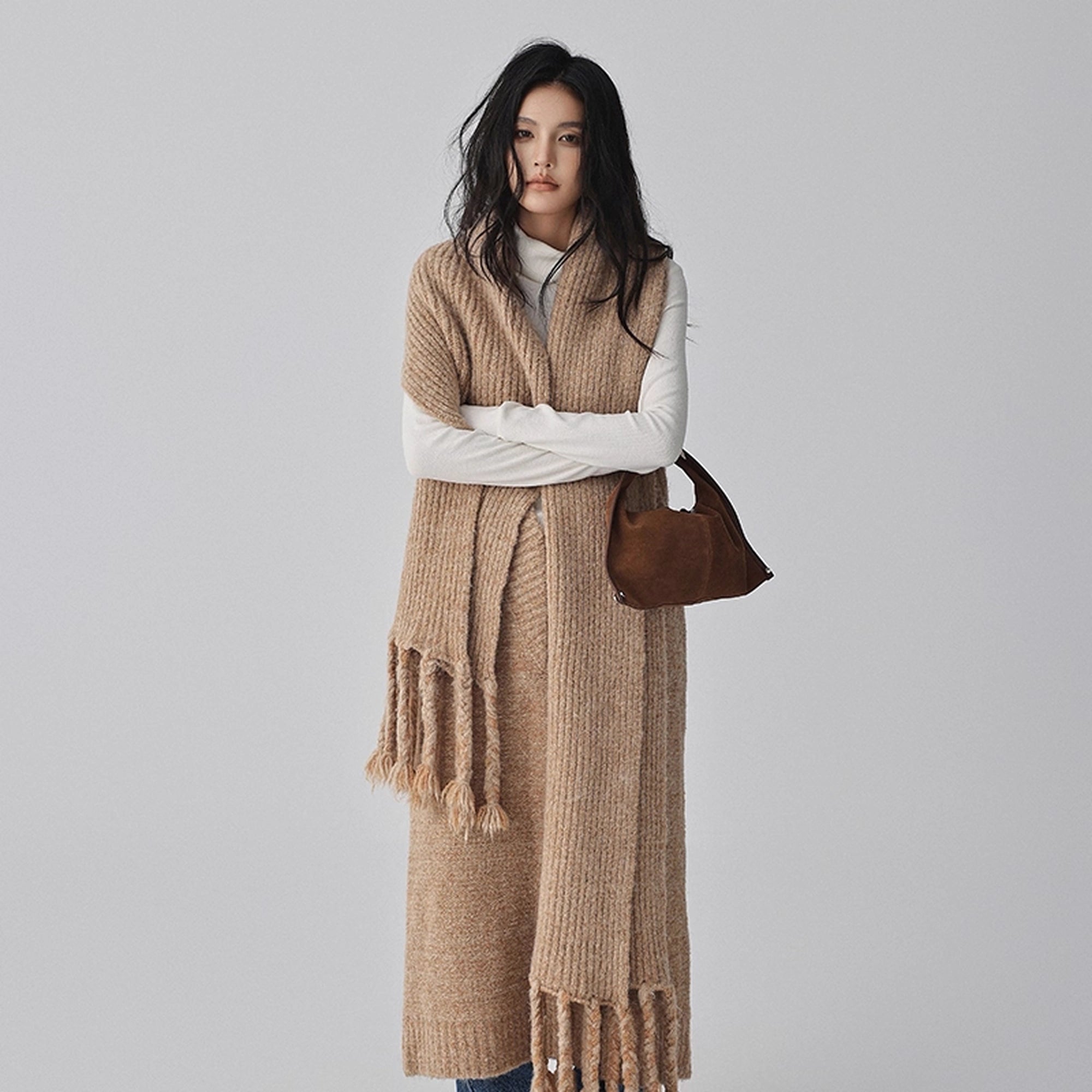 FU_FRESH_UP_V-neck_Alpaca_Wool_Vest_Fringed_Shawl_Set_MISSTT