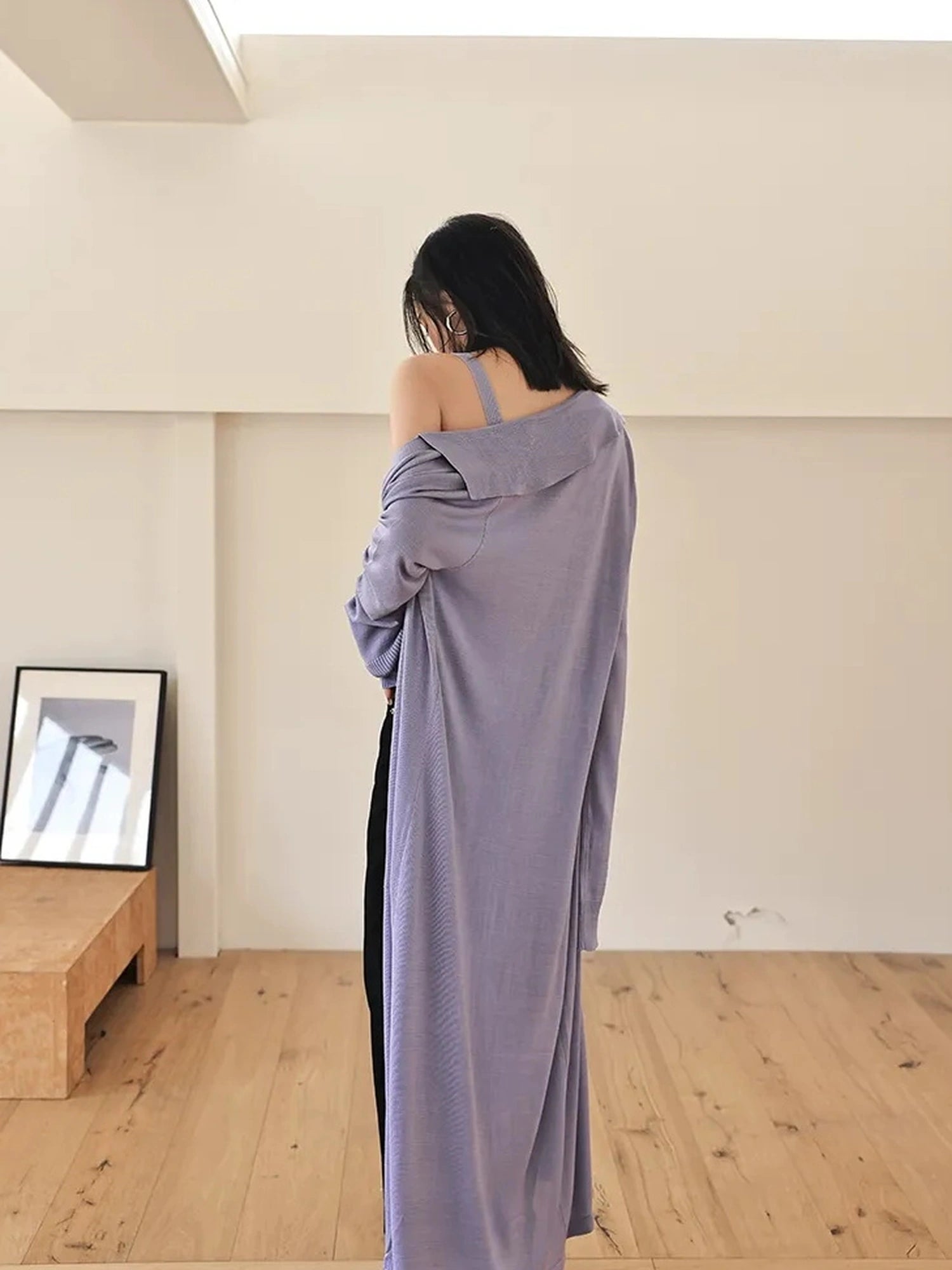 FU FRESH UP V-neck Long Rayleece Knit Cardigan Set