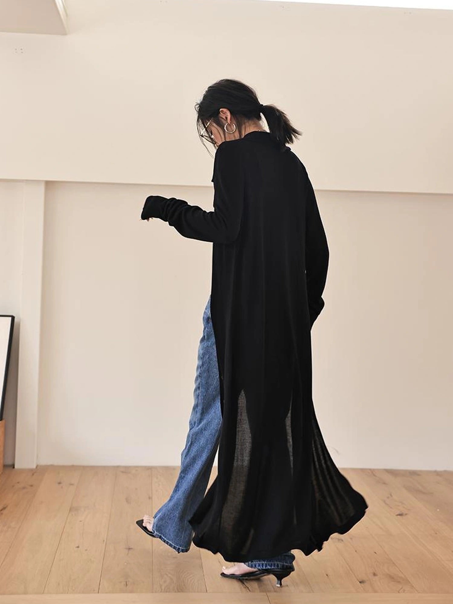 FU FRESH UP V-neck Long Rayleece Knit Cardigan Set