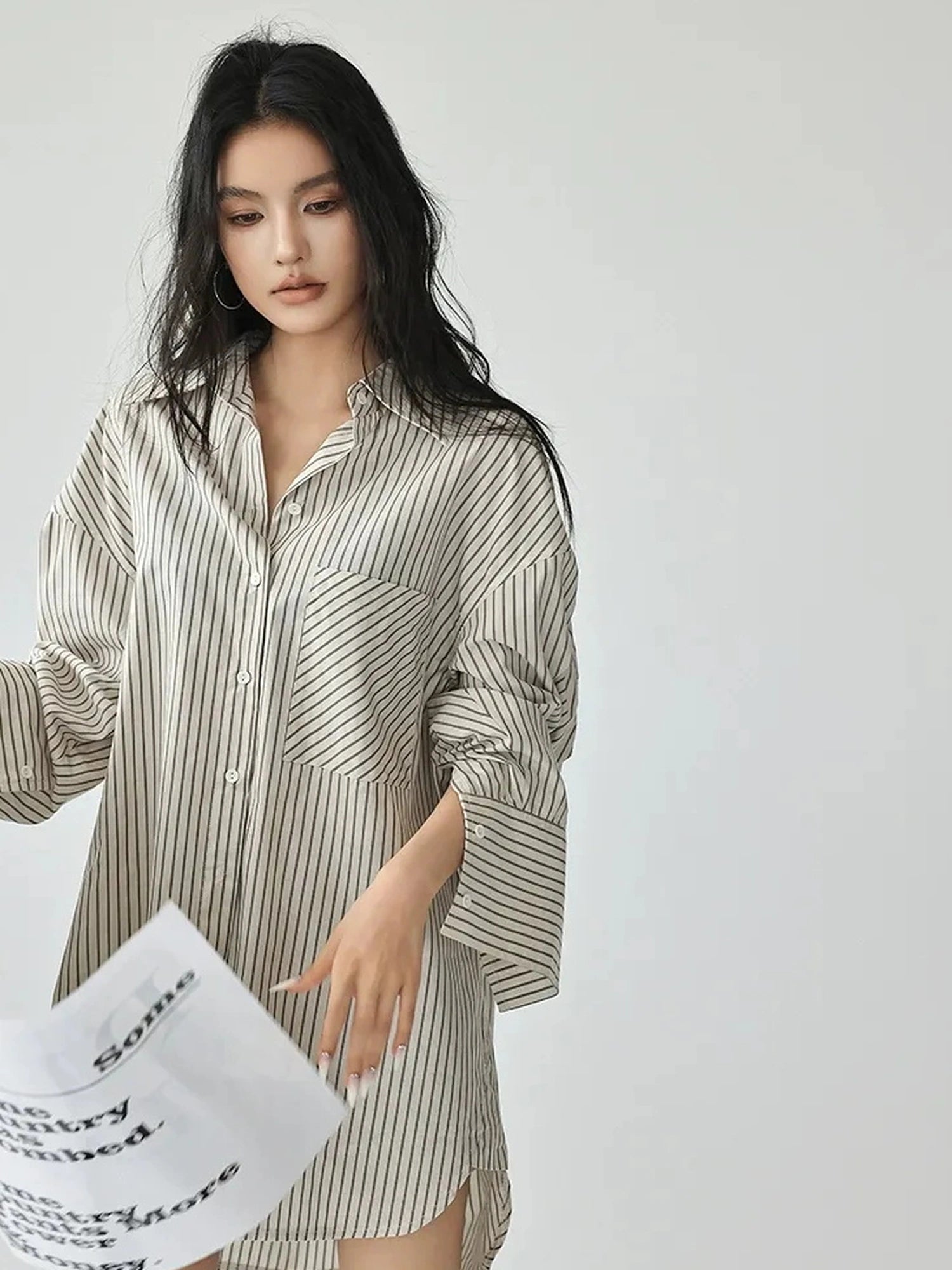 FU FRESH UP Vertical Stripe Relaxed Fit Shirt