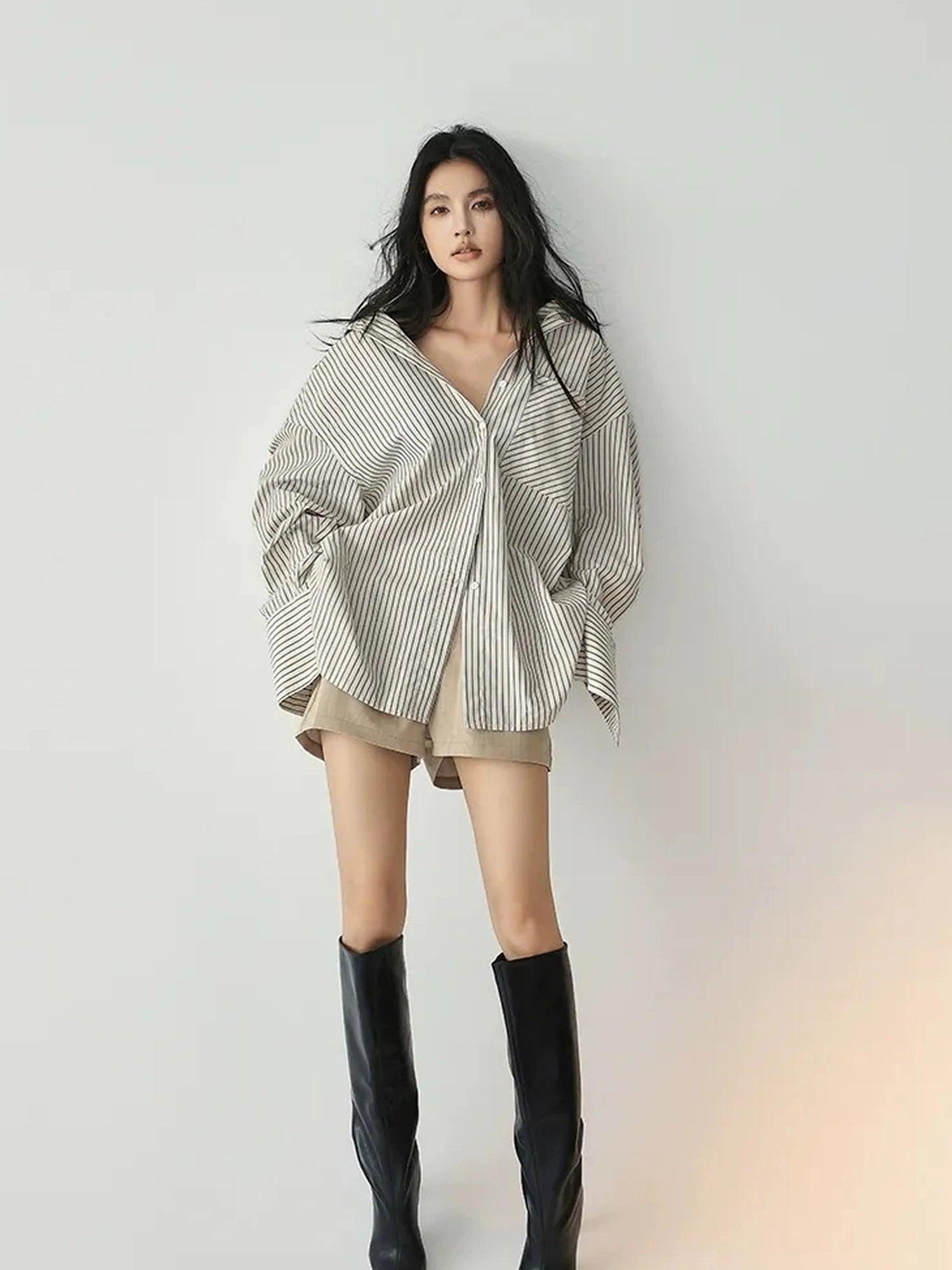 FU FRESH UP Vertical Stripe Relaxed Fit Shirt