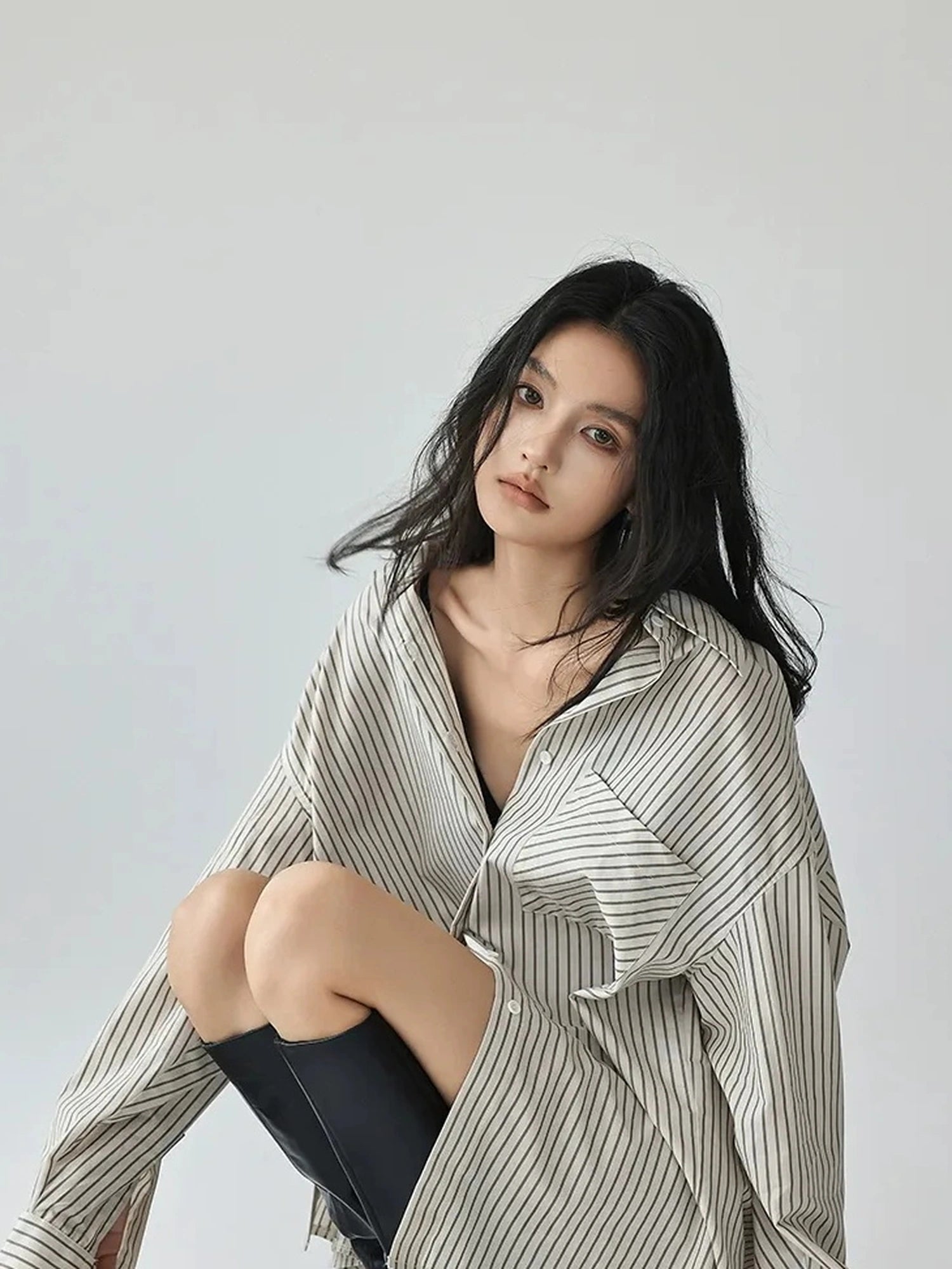 FU FRESH UP Vertical Stripe Relaxed Fit Shirt