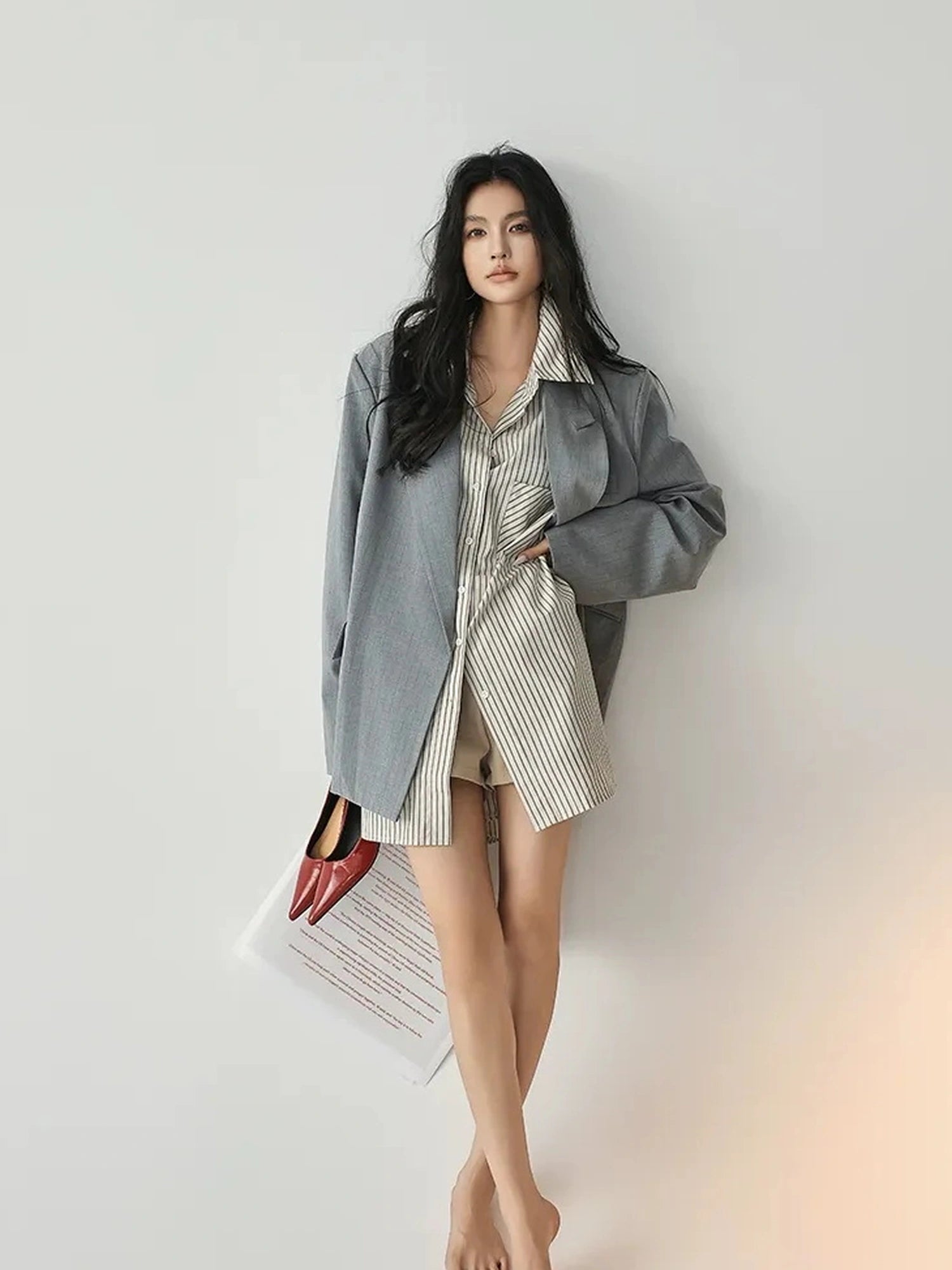 FU FRESH UP Vertical Stripe Relaxed Fit Shirt