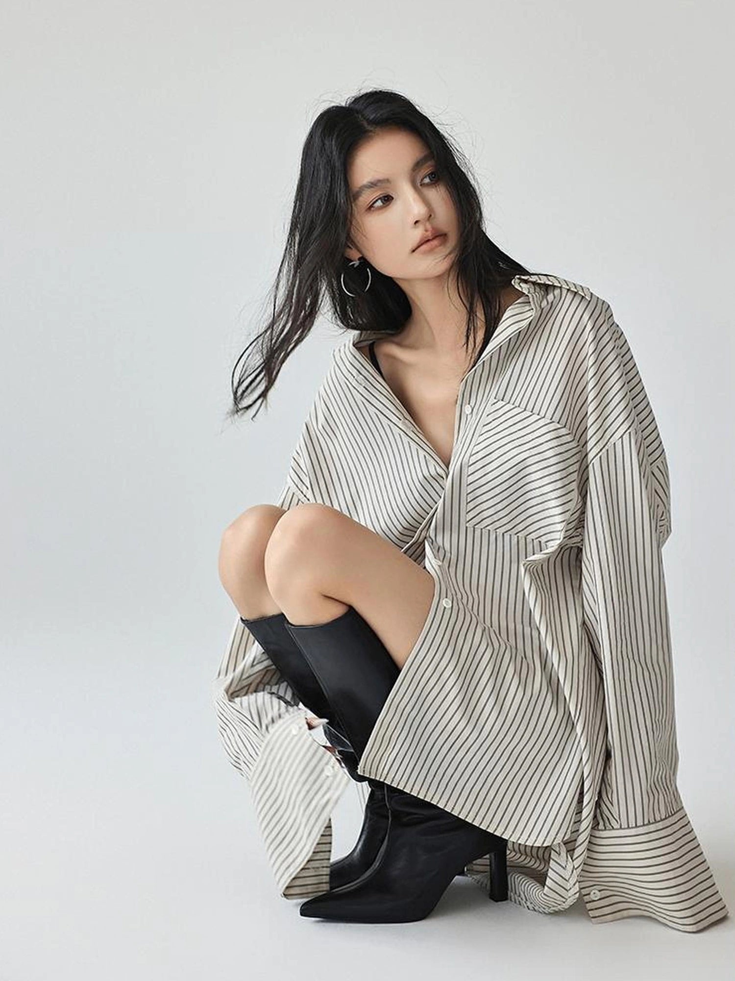 FU FRESH UP Vertical Stripe Relaxed Fit Shirt