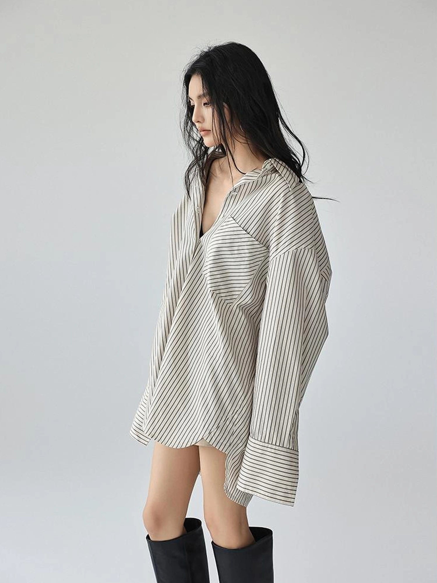 FU FRESH UP Vertical Stripe Relaxed Fit Shirt