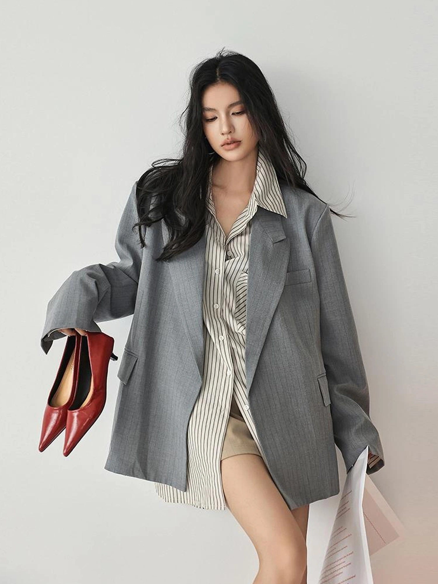 FU FRESH UP Vertical Stripe Relaxed Fit Shirt
