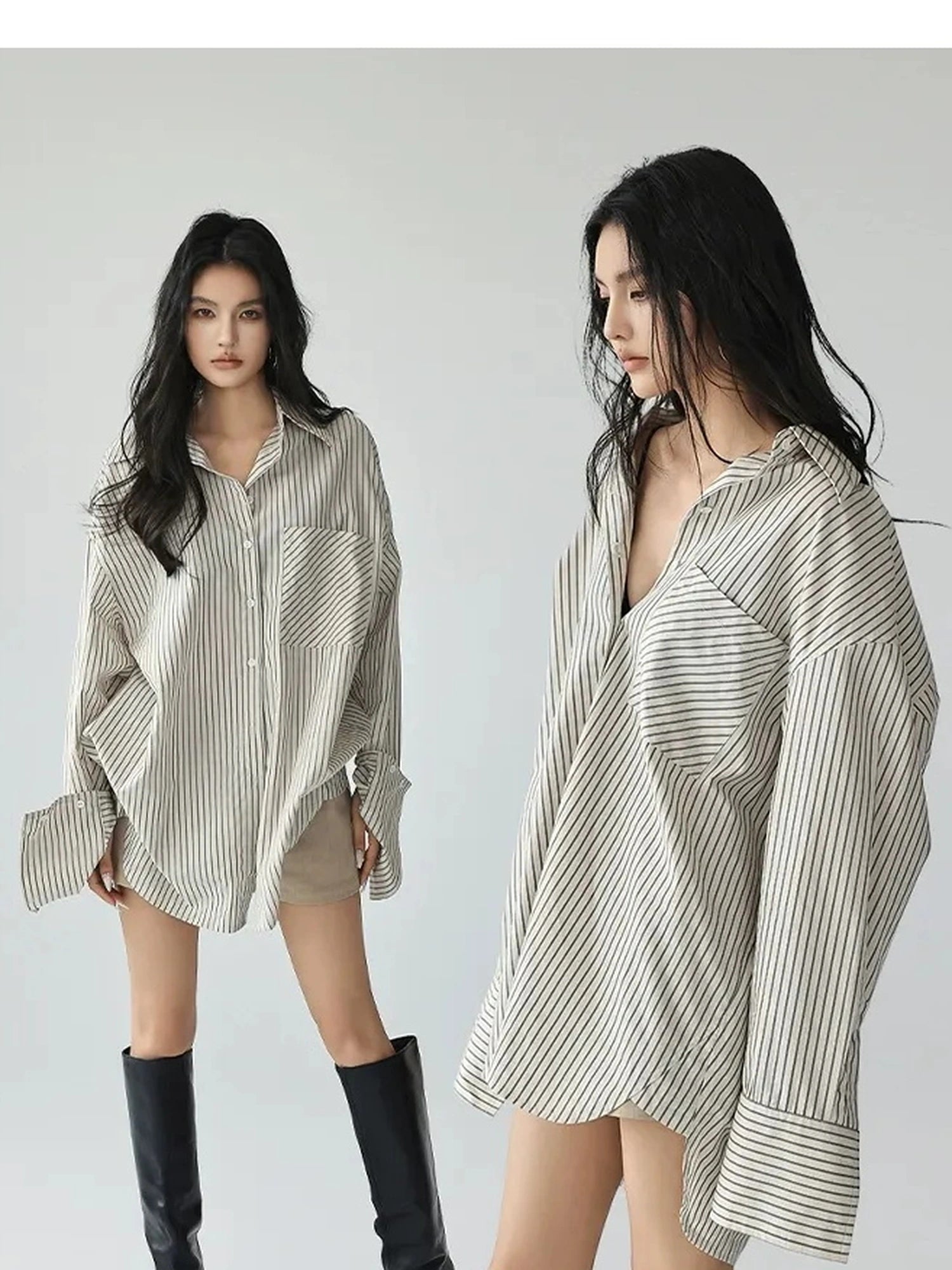 FU FRESH UP Vertical Stripe Relaxed Fit Shirt