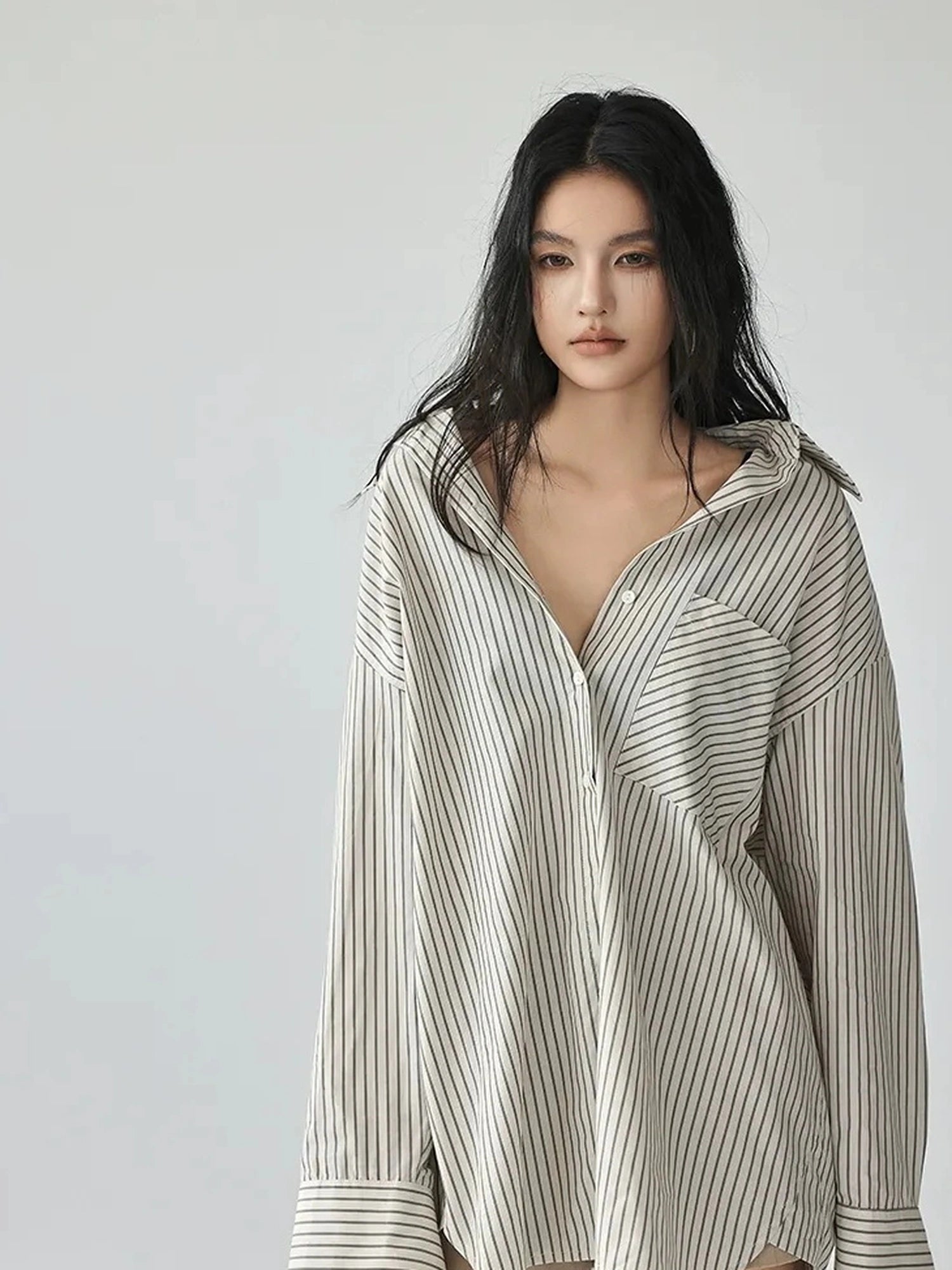 FU FRESH UP Vertical Stripe Relaxed Fit Shirt