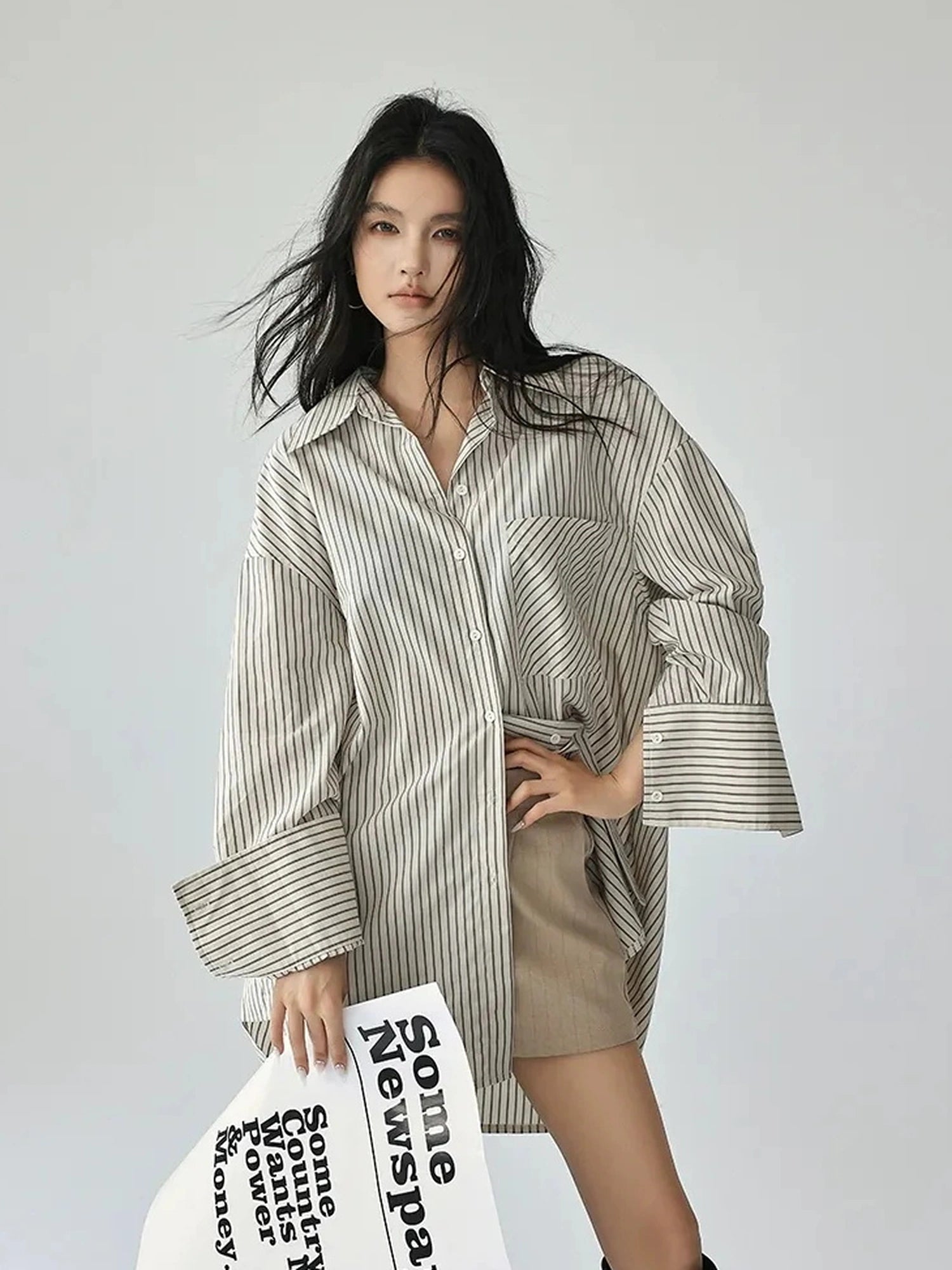FU FRESH UP Vertical Stripe Relaxed Fit Shirt