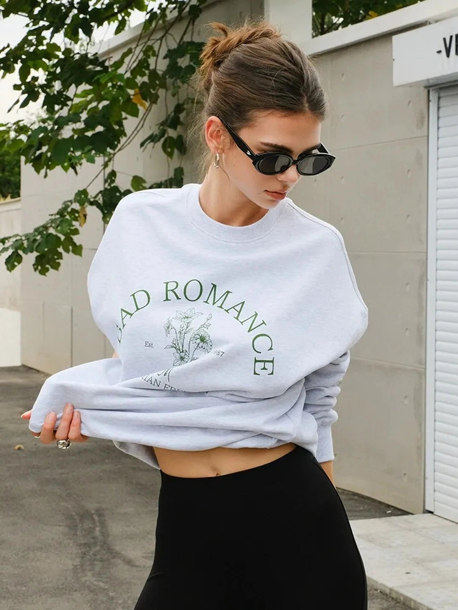 FU FRESH UP Vintage Americana Print Oversized Sweatshirt