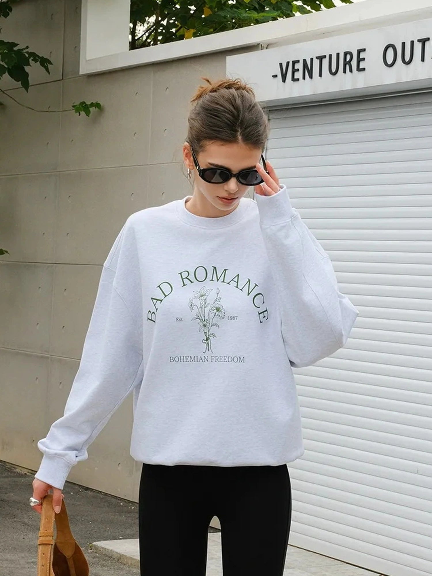 FU FRESH UP Vintage Americana Print Oversized Sweatshirt