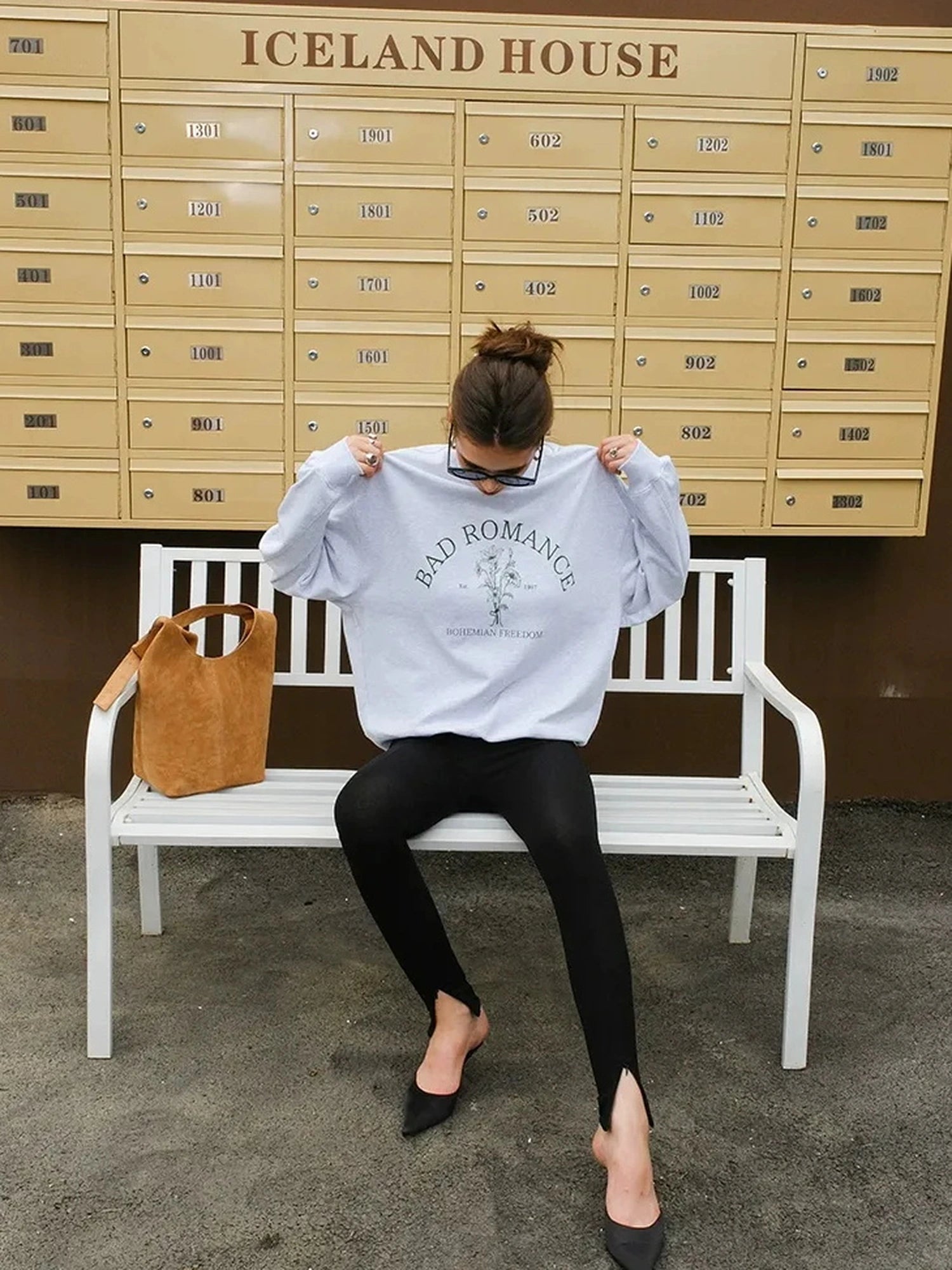 FU FRESH UP Vintage Americana Print Oversized Sweatshirt