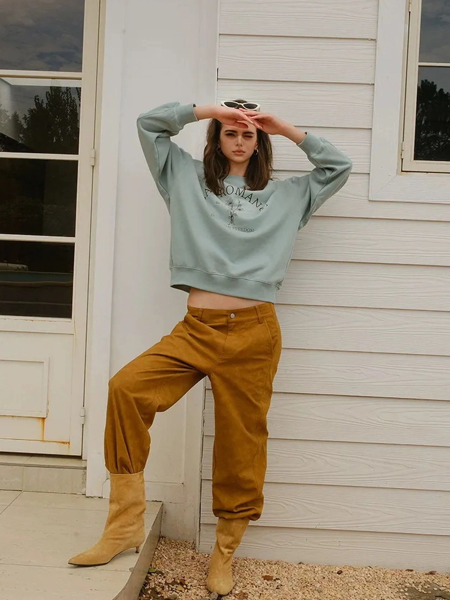 FU FRESH UP Vintage Americana Print Oversized Sweatshirt