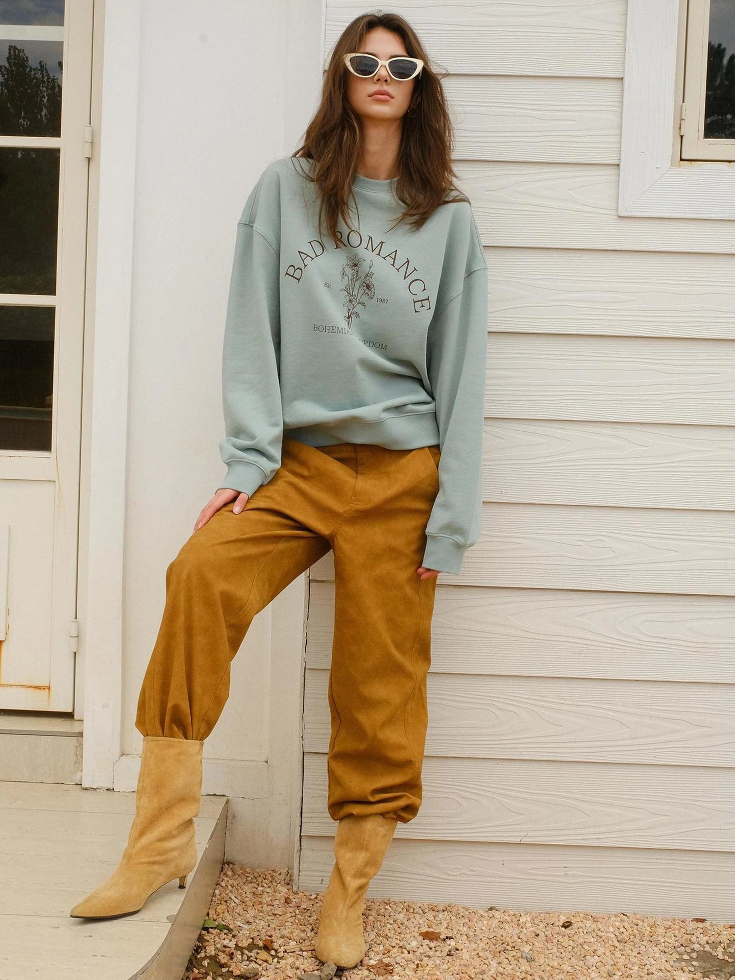 FU FRESH UP Vintage Americana Print Oversized Sweatshirt