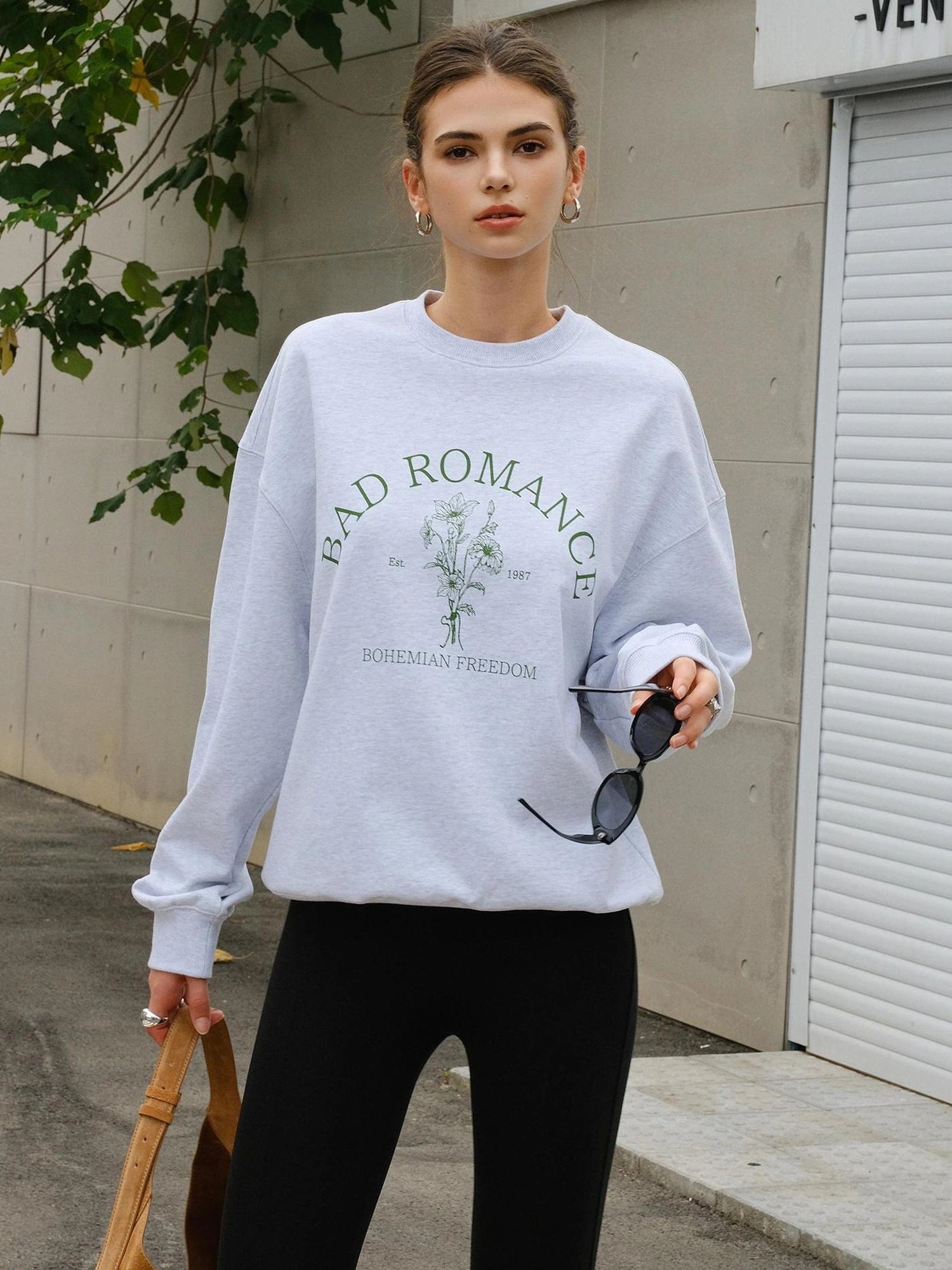 FU FRESH UP Vintage Americana Print Oversized Sweatshirt