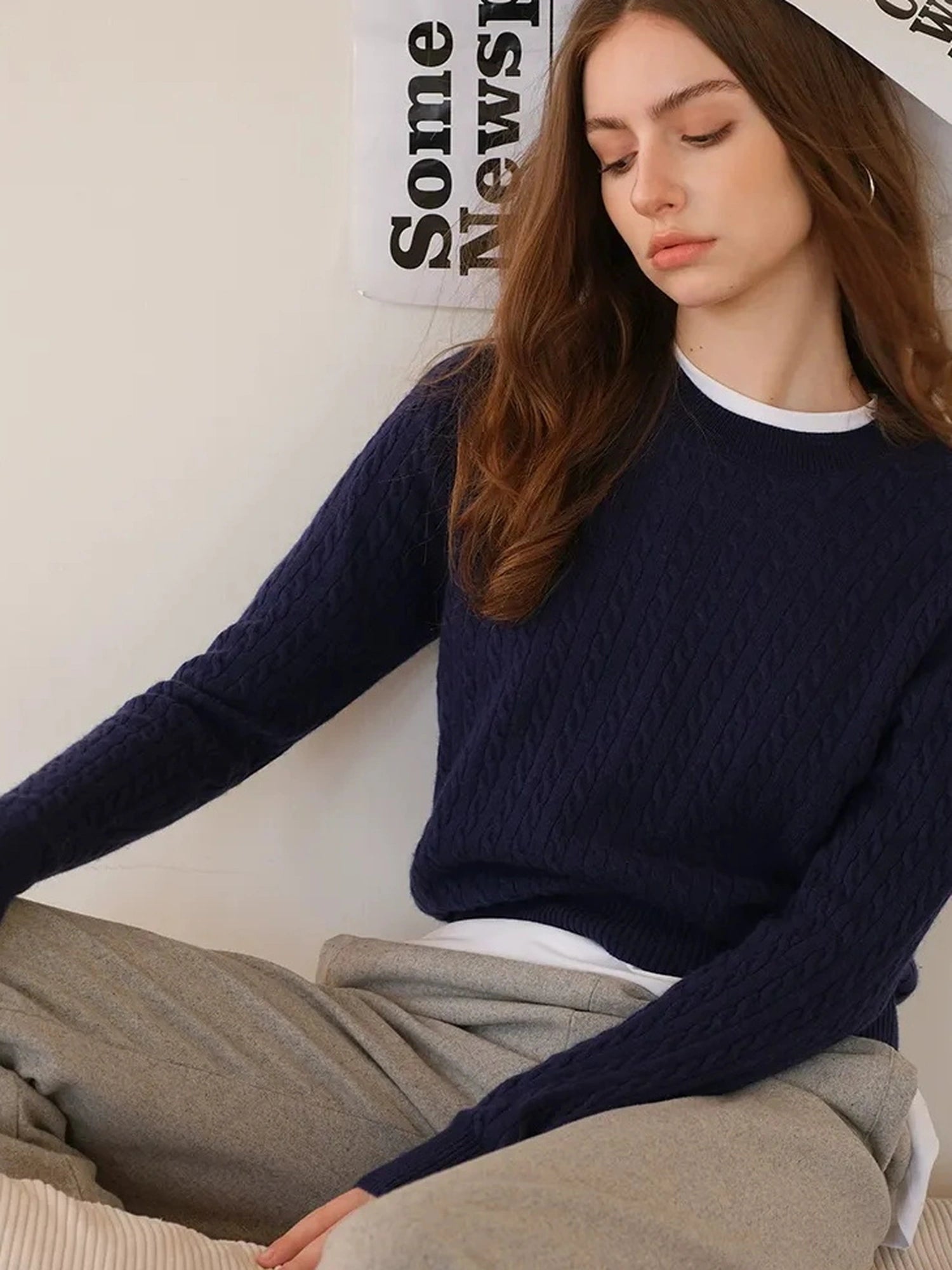 FU FRESH UP Vintage Cable Knit Cashmere Wool Sweater