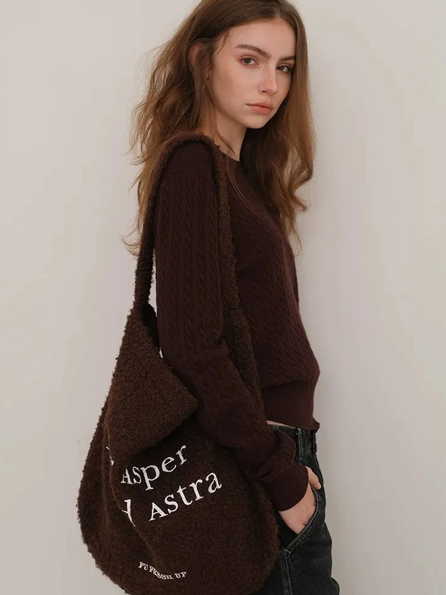 FU FRESH UP Vintage Cable Knit Cashmere Wool Sweater