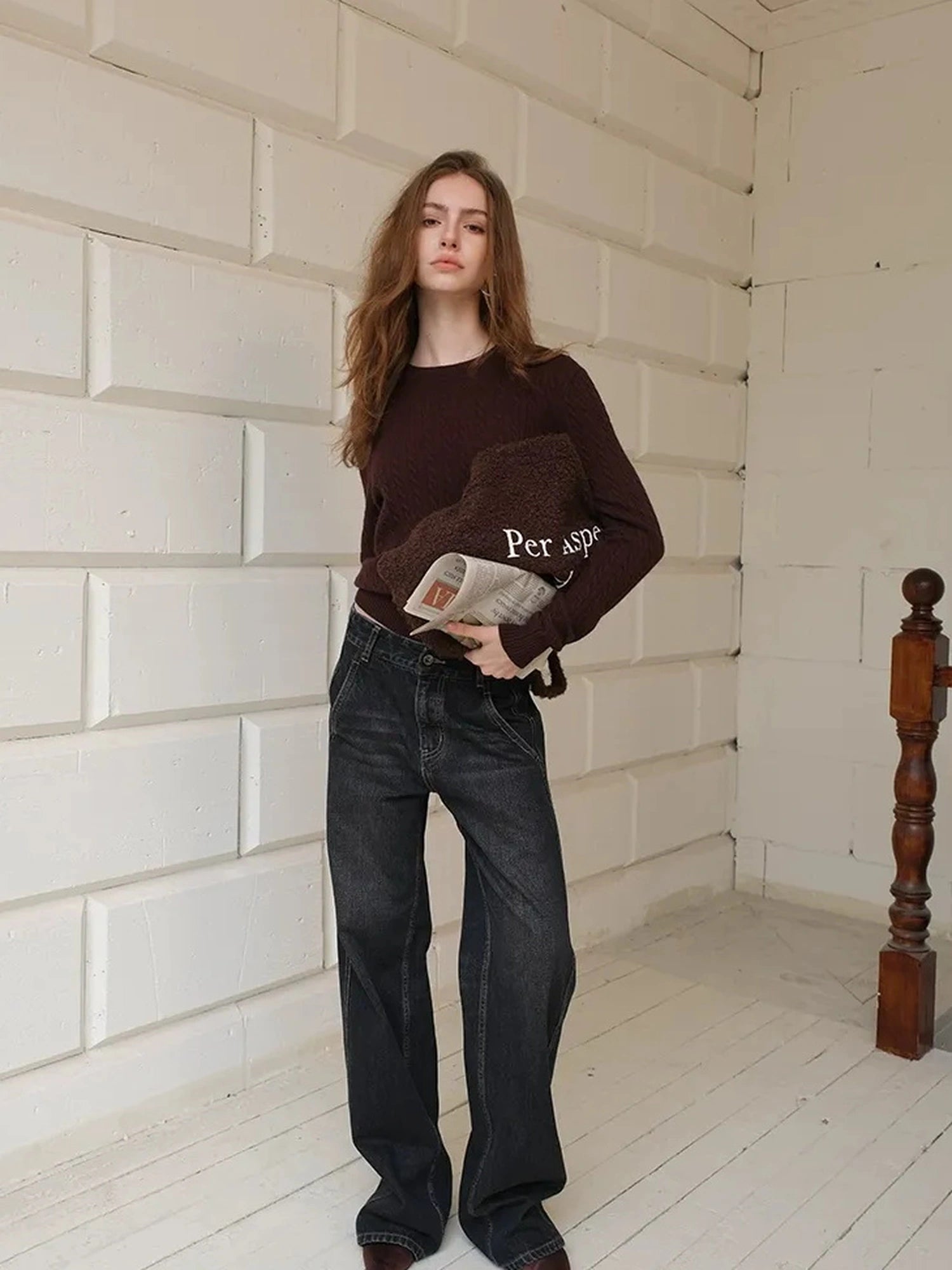 FU FRESH UP Vintage Cable Knit Cashmere Wool Sweater