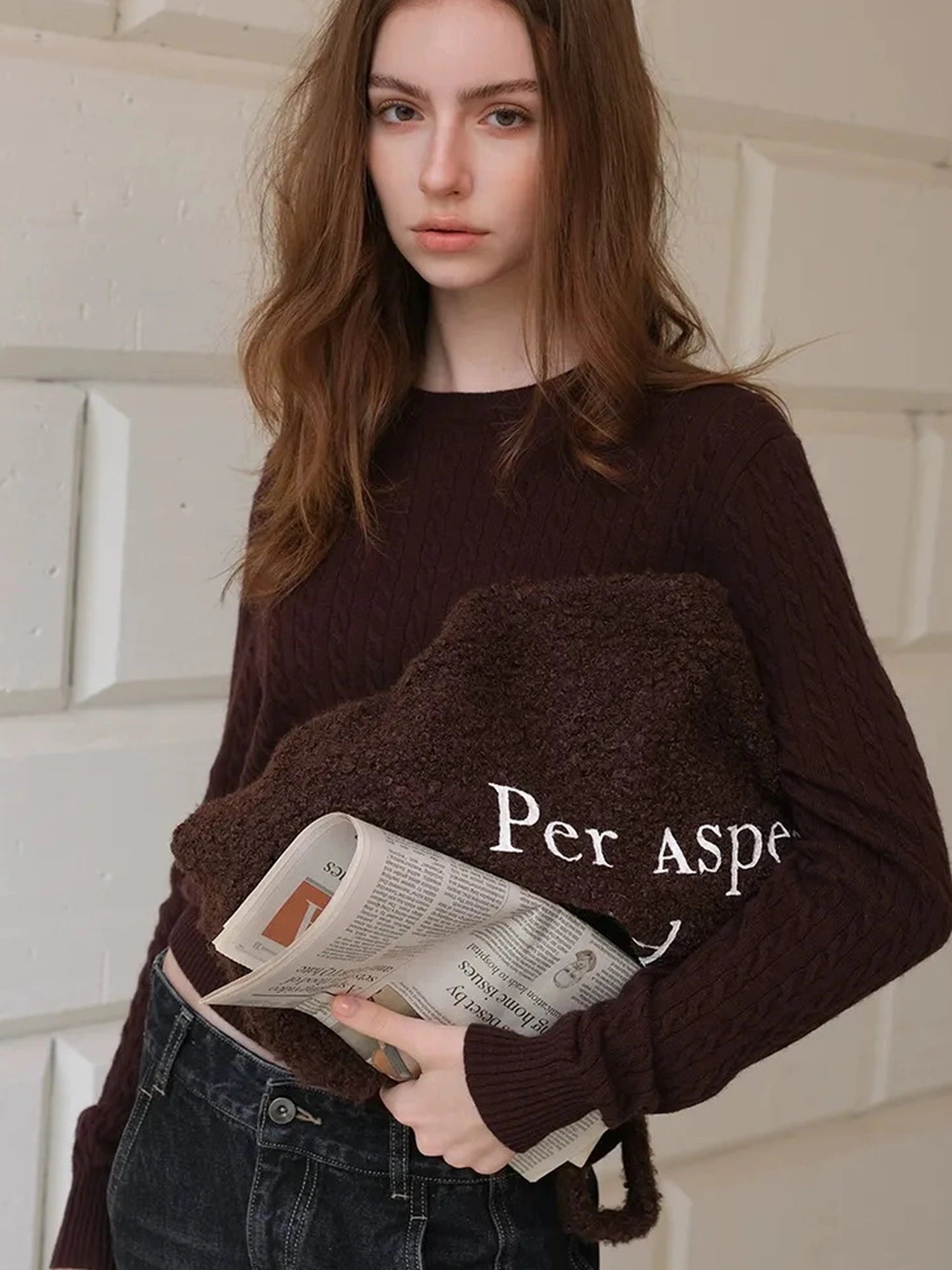 FU FRESH UP Vintage Cable Knit Cashmere Wool Sweater