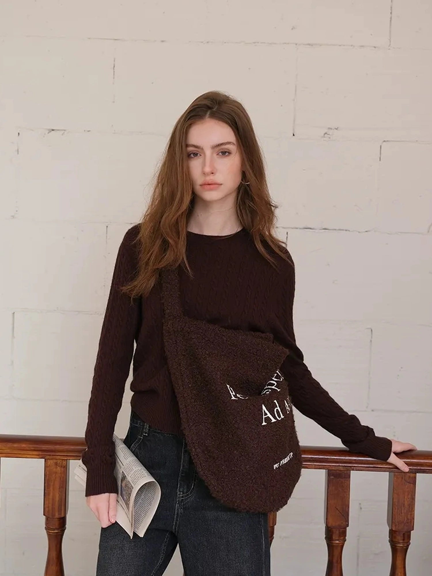 FU FRESH UP Vintage Cable Knit Cashmere Wool Sweater