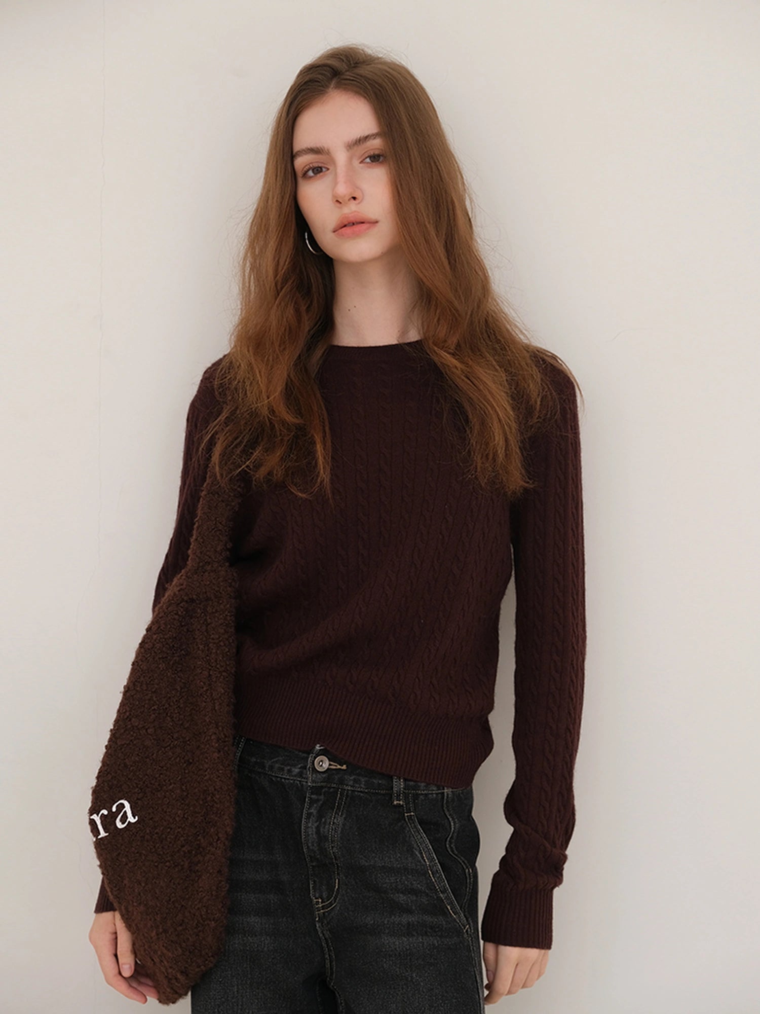 FU FRESH UP Vintage Cable Knit Cashmere Wool Sweater