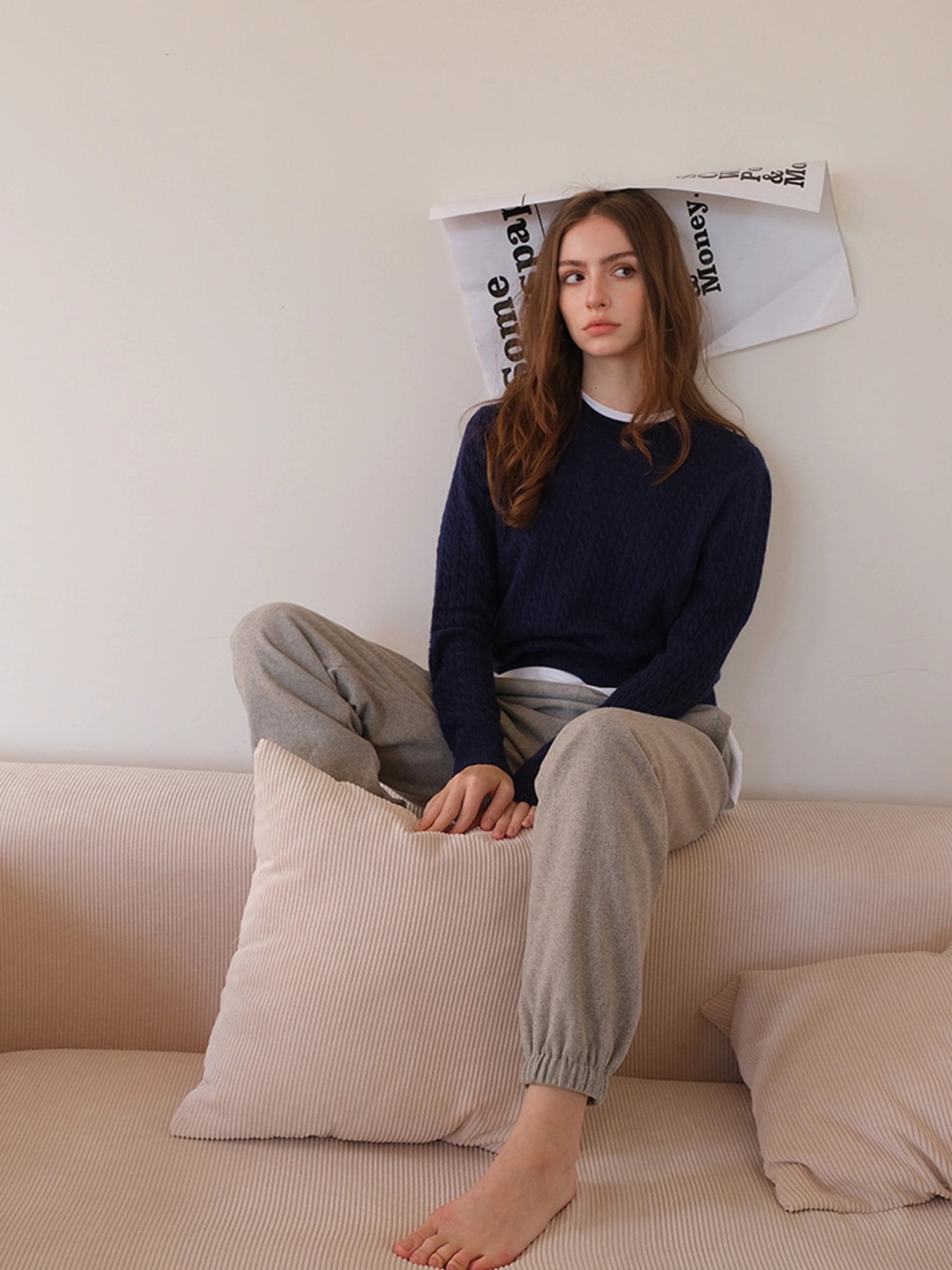 FU FRESH UP Vintage Cable Knit Cashmere Wool Sweater
