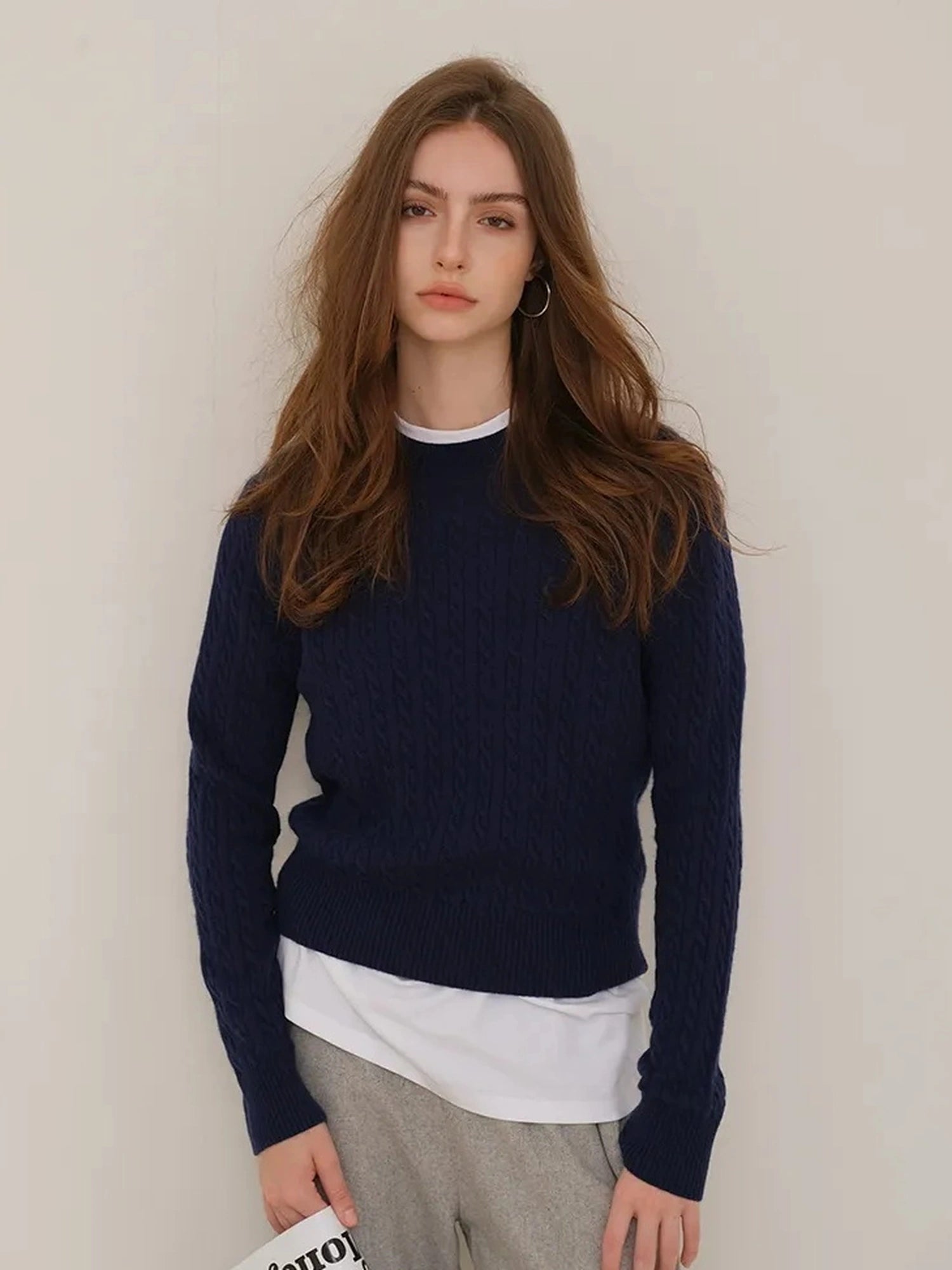 FU FRESH UP Vintage Cable Knit Cashmere Wool Sweater
