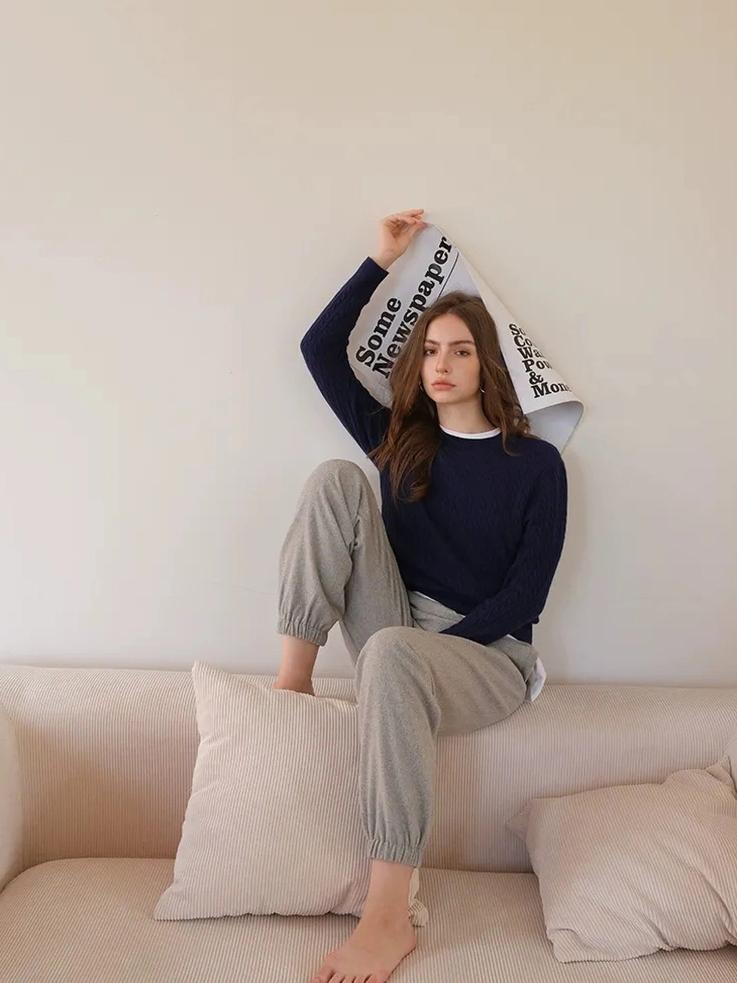 FU FRESH UP Vintage Cable Knit Cashmere Wool Sweater