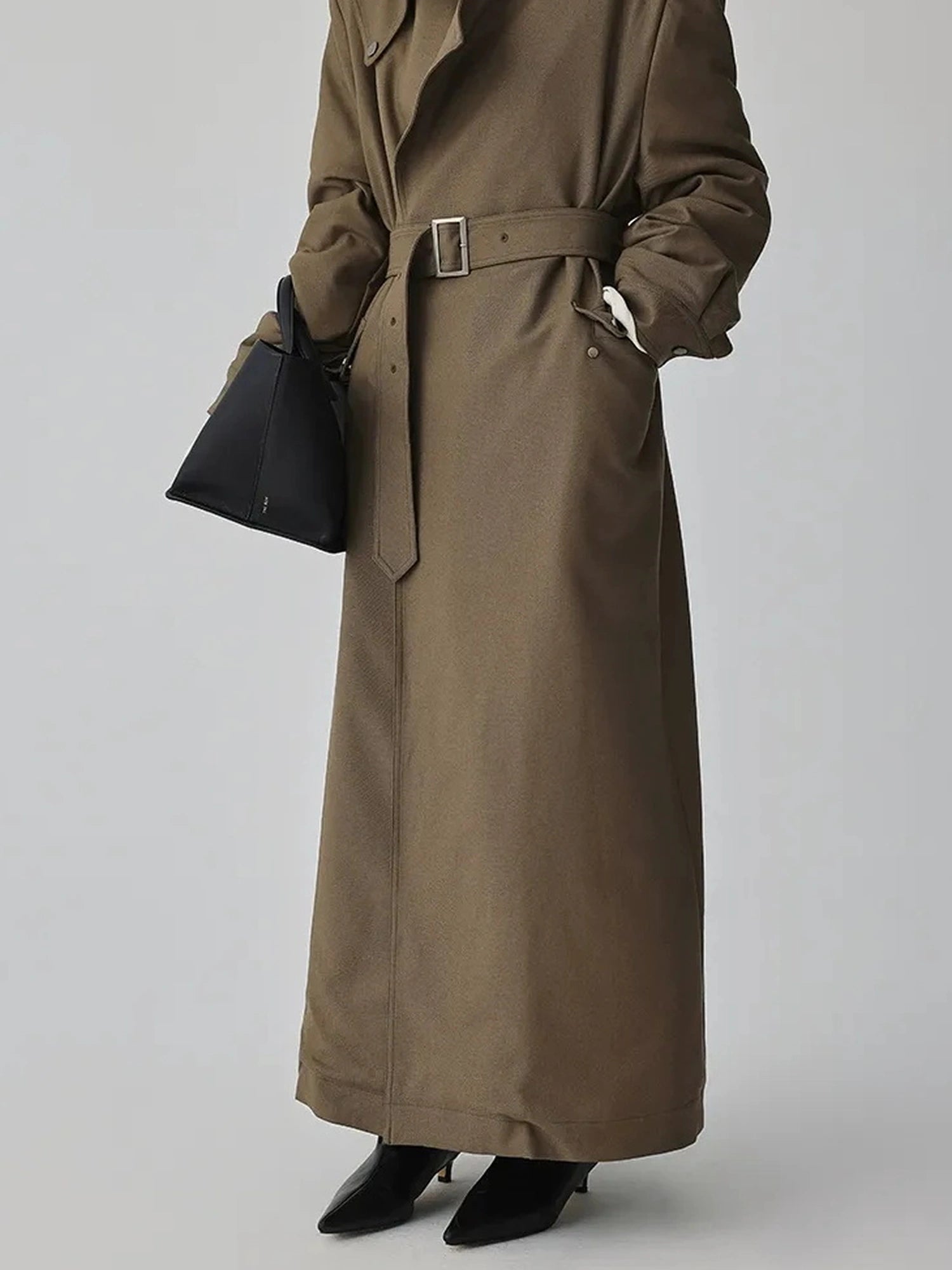 FU FRESH UP Vintage Collar Belted Trench Coat With Plush Lining