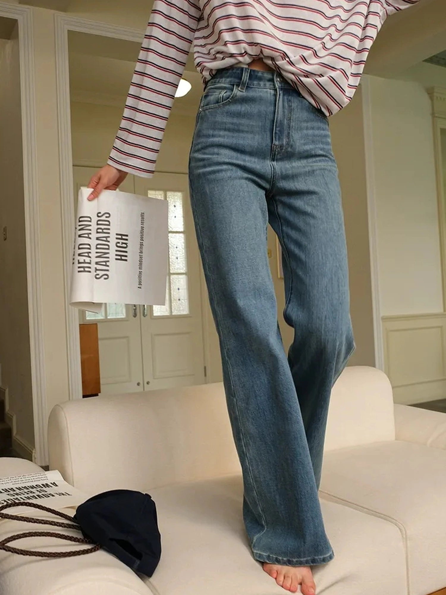 FU FRESH UP Vintage High Waist Flare Stretch Jeans