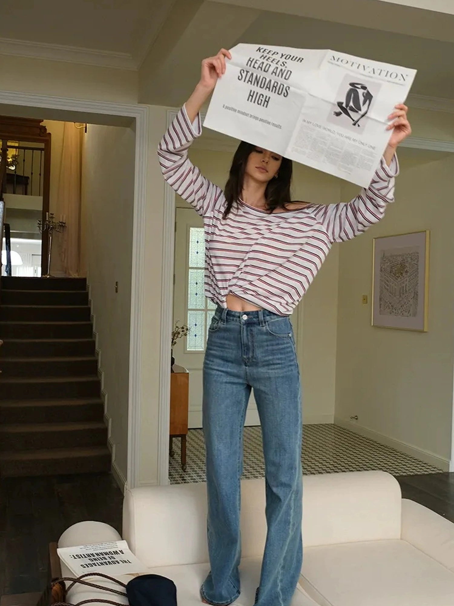 FU FRESH UP Vintage High Waist Flare Stretch Jeans