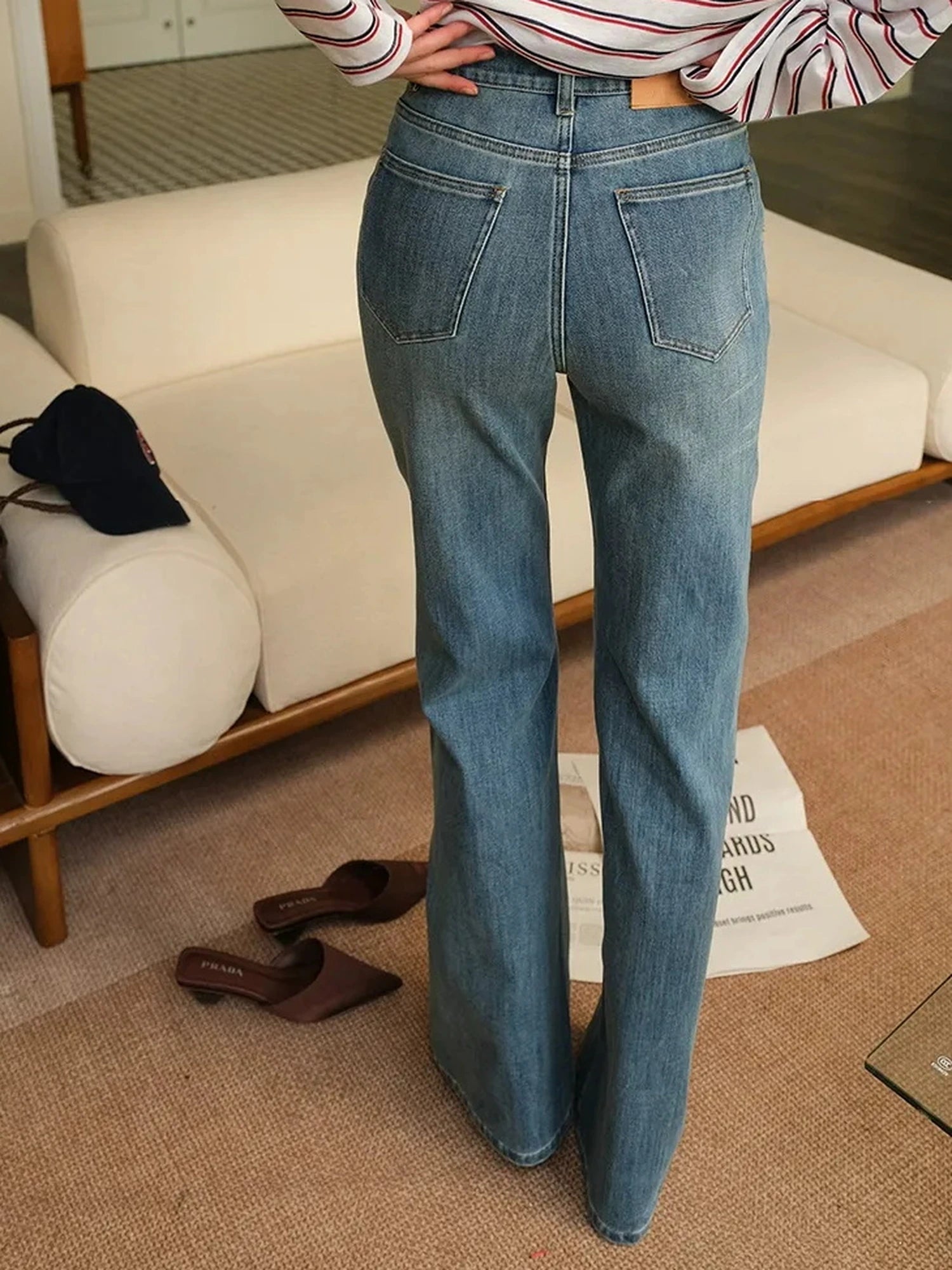 FU FRESH UP Vintage High Waist Flare Stretch Jeans