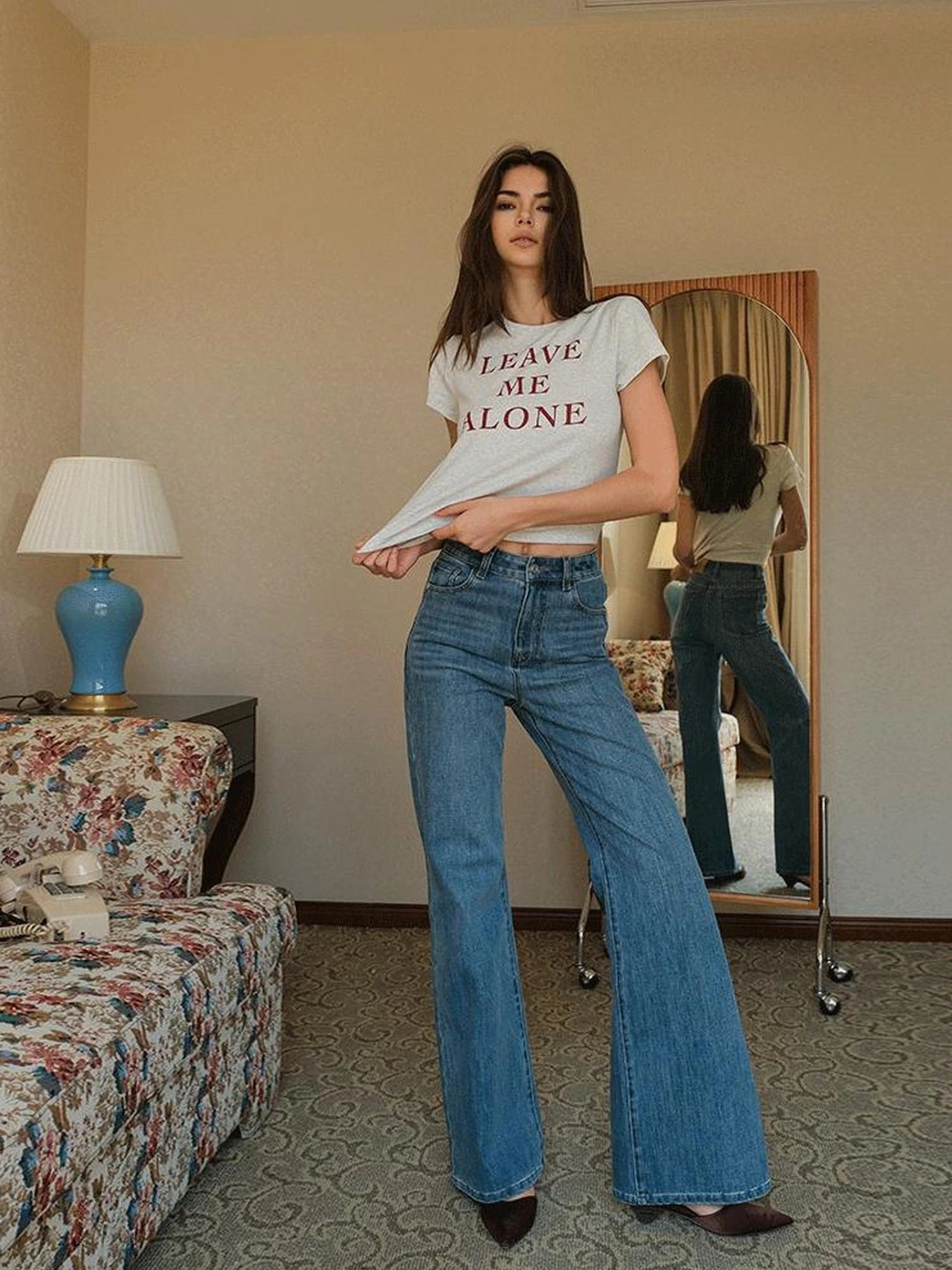 FU FRESH UP Vintage High Waist Flare Stretch Jeans