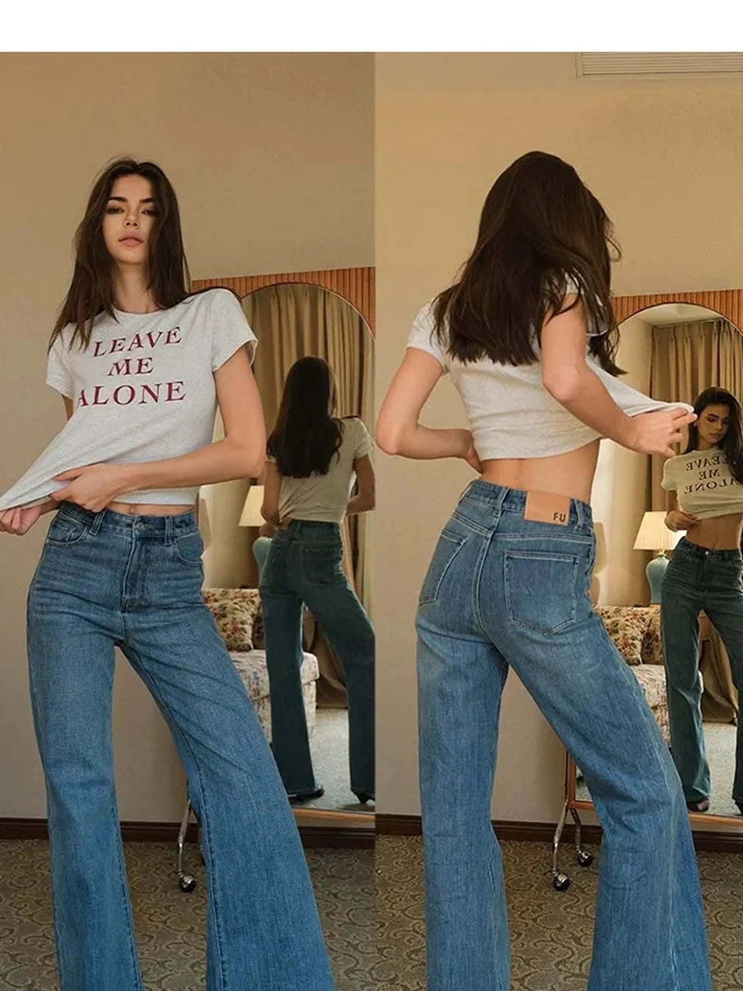 FU FRESH UP Vintage High Waist Flare Stretch Jeans