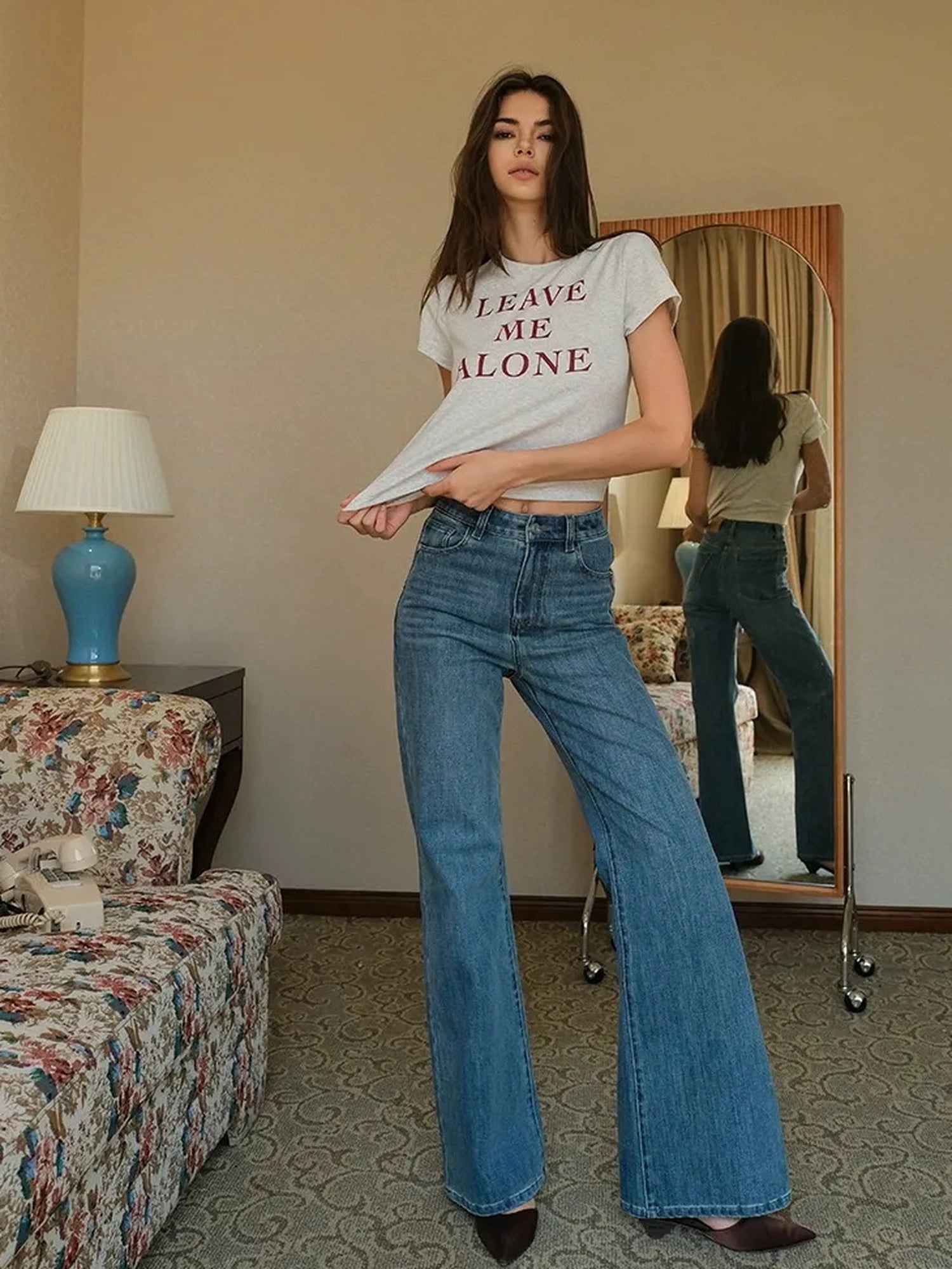 FU FRESH UP Vintage High Waist Flare Stretch Jeans