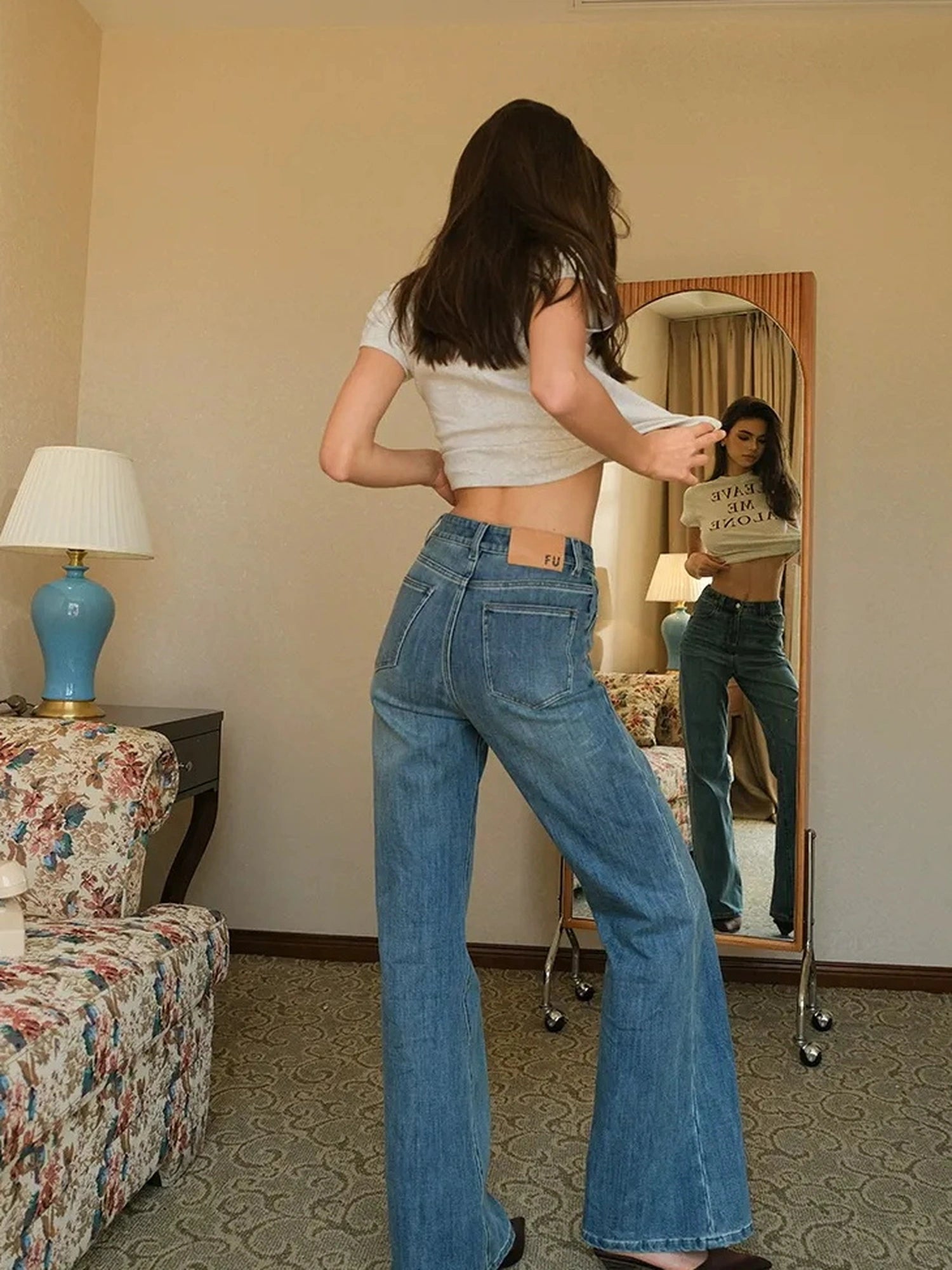 FU FRESH UP Vintage High Waist Flare Stretch Jeans