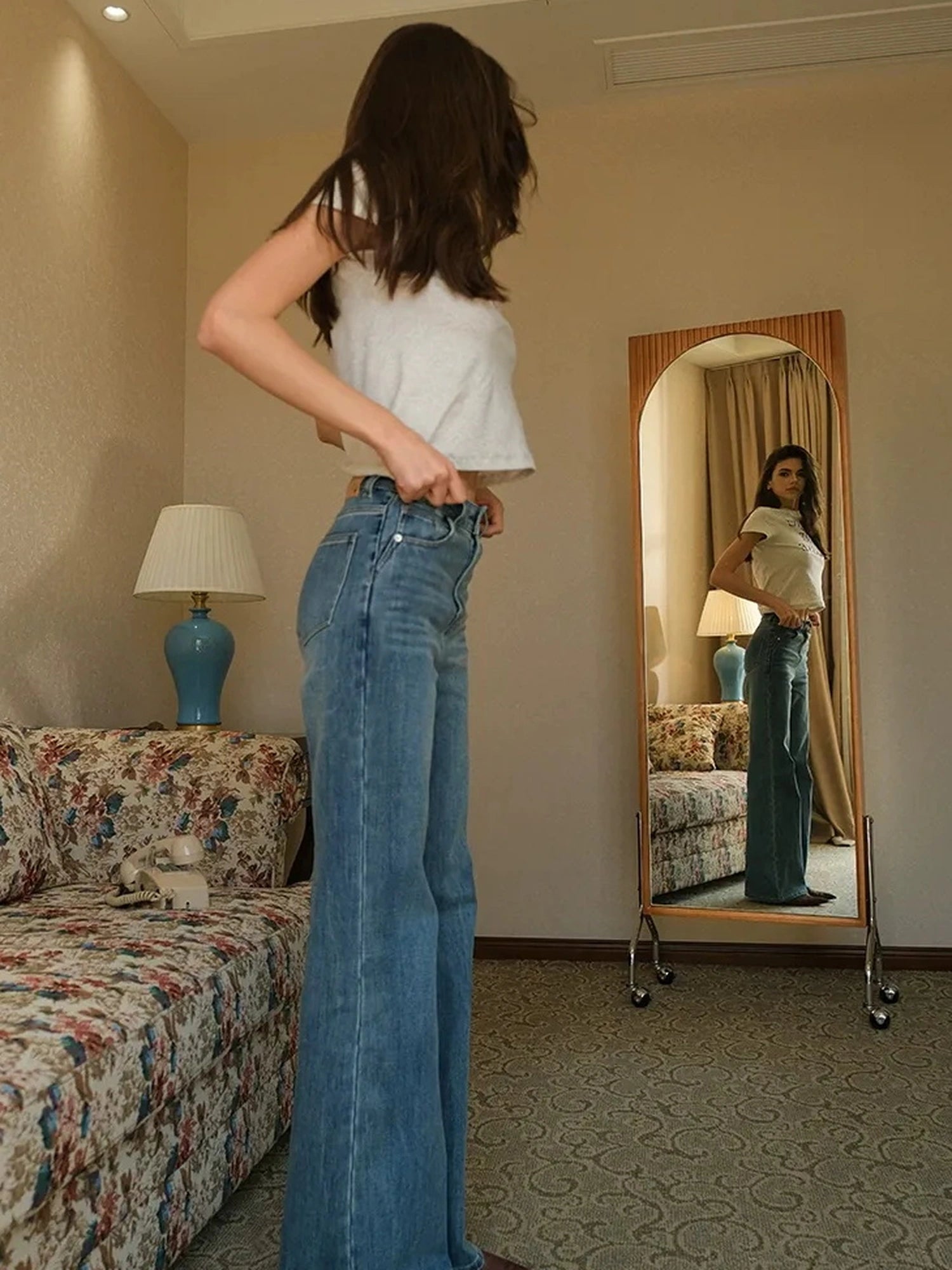 FU FRESH UP Vintage High Waist Flare Stretch Jeans