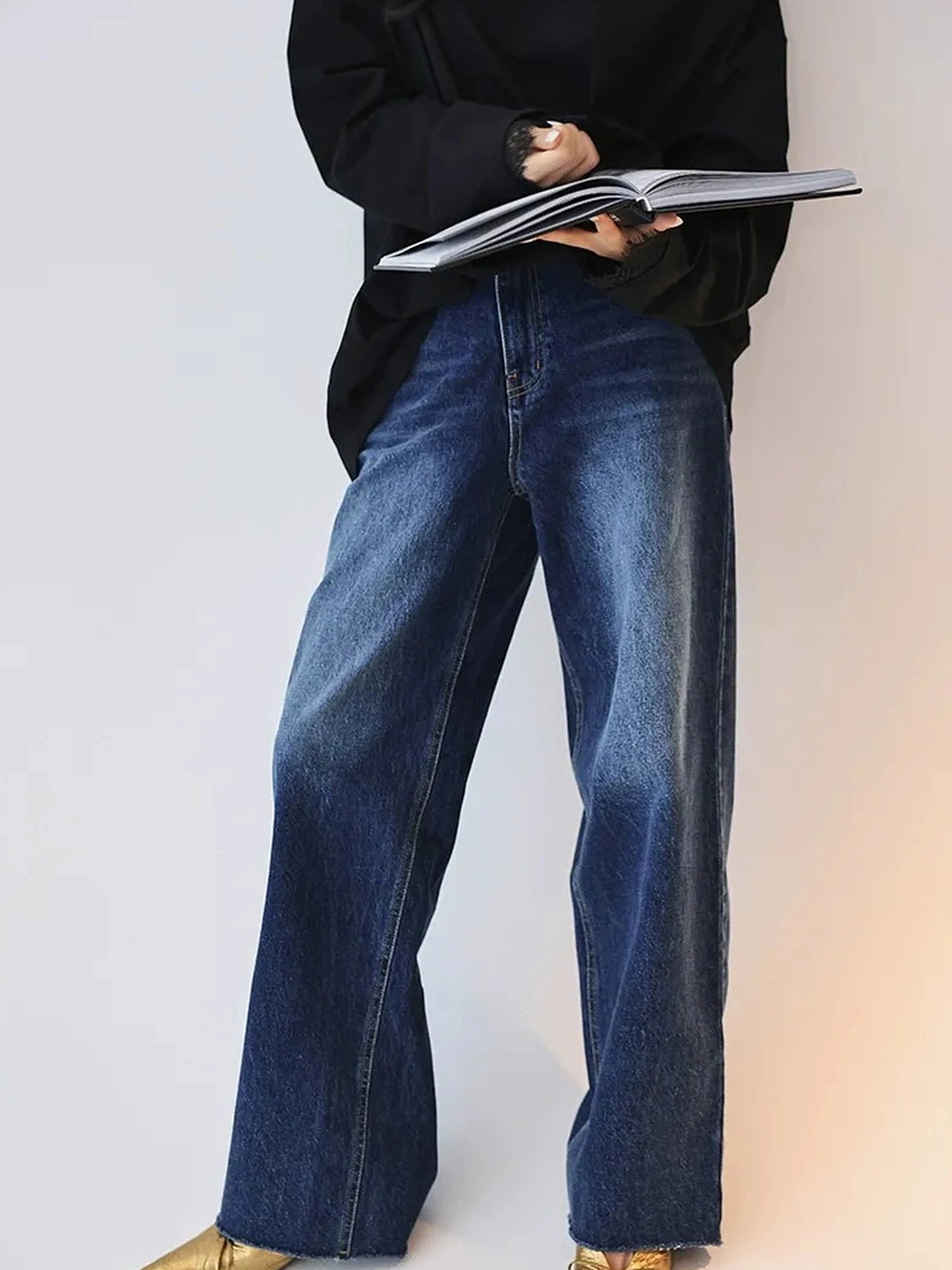 FU FRESH UP Vintage Indigo Wide Leg Denim Jeans