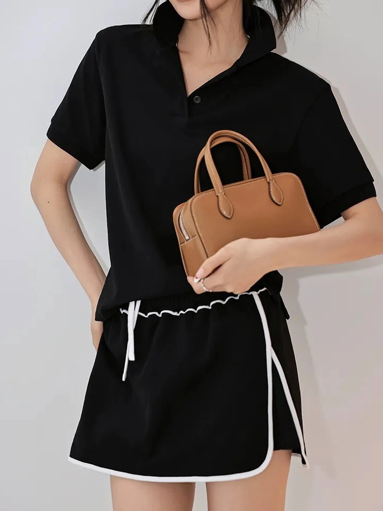 FU FRESH UP Vintage Polo Collar Sport Skort Set